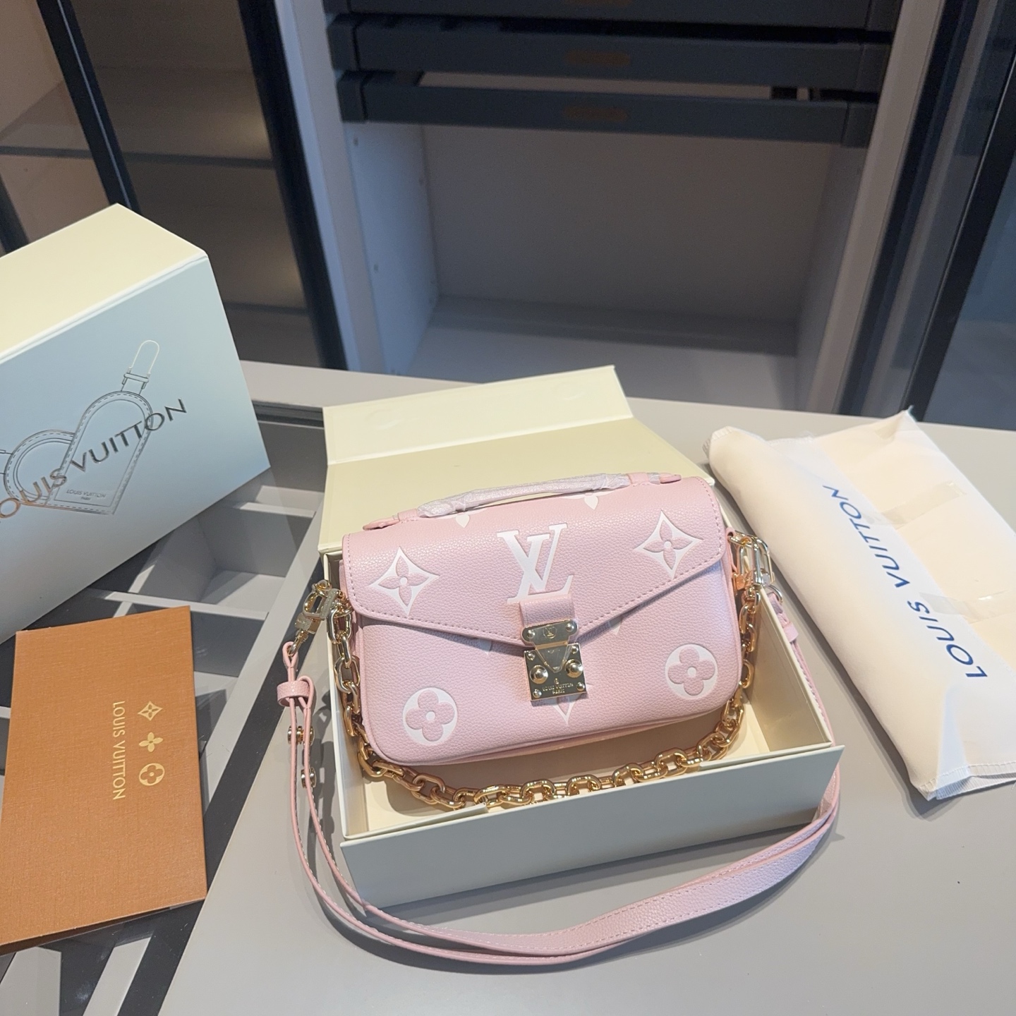LV Strawberry Milk Print Collection shoulder bag
