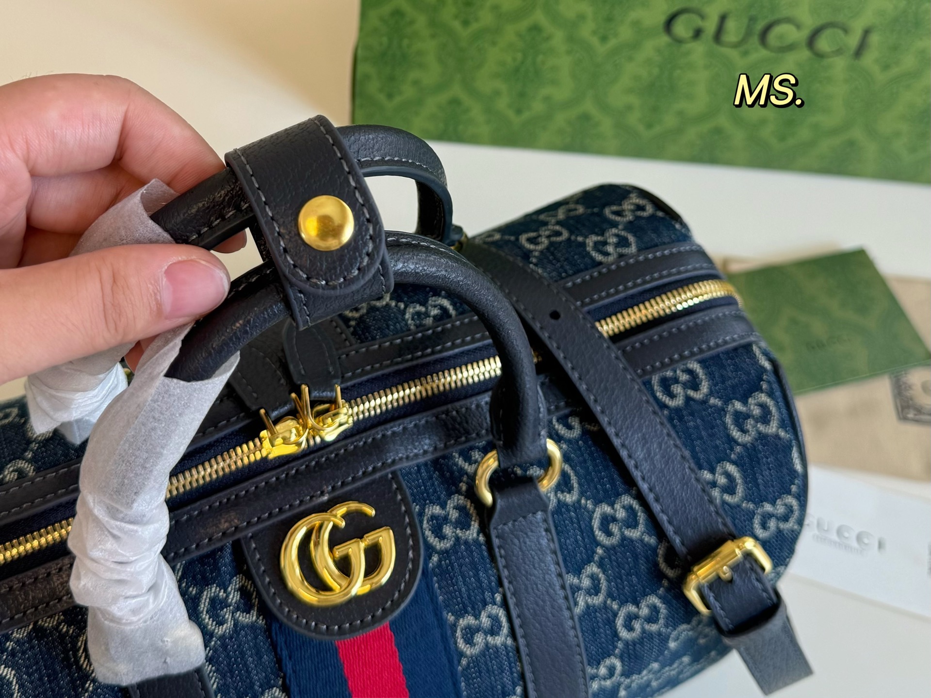 Gucci Denim Boston Pillow Bag