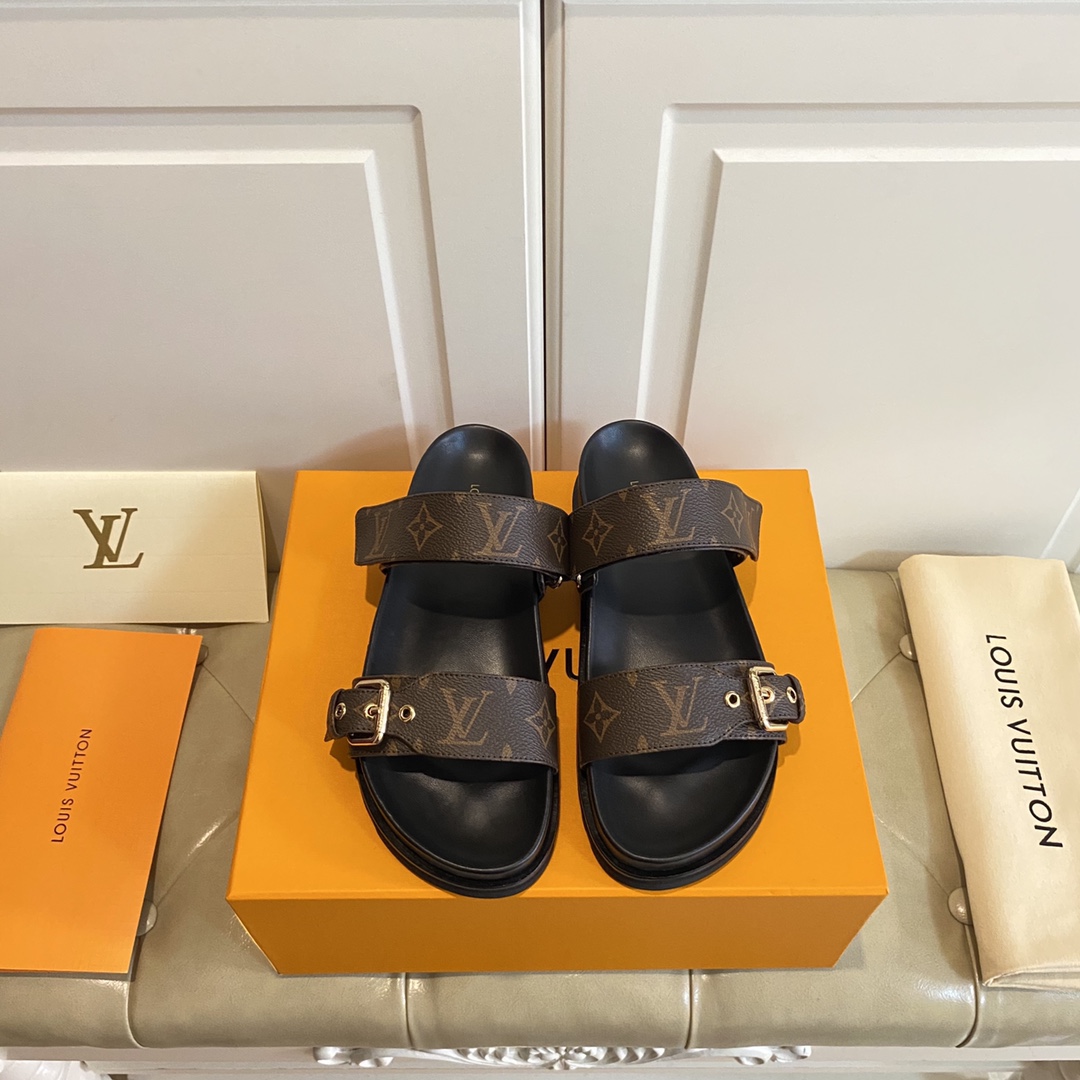 LV sheepskin monogram Slippers Sandals Flip Flops