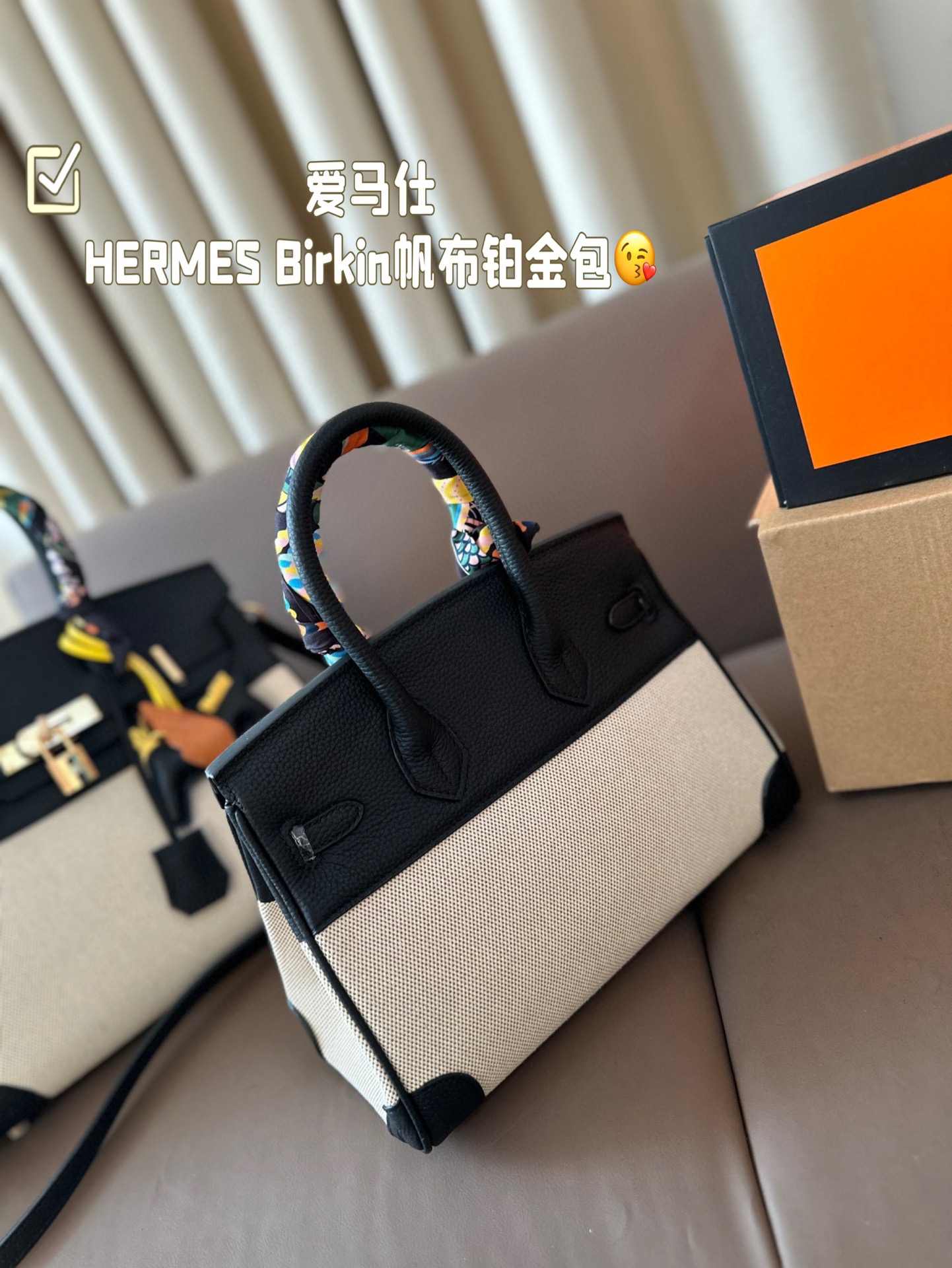 HERMES Birkin Canvas platinum bag