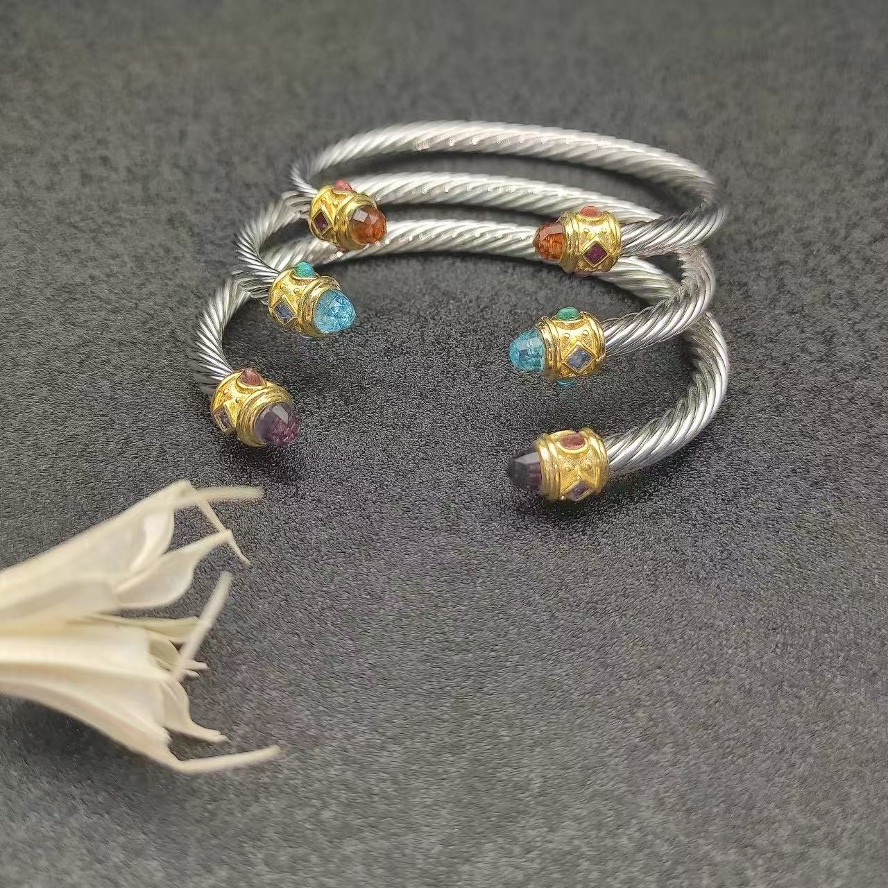 David Yurman 5MM gold head diamond bracelet