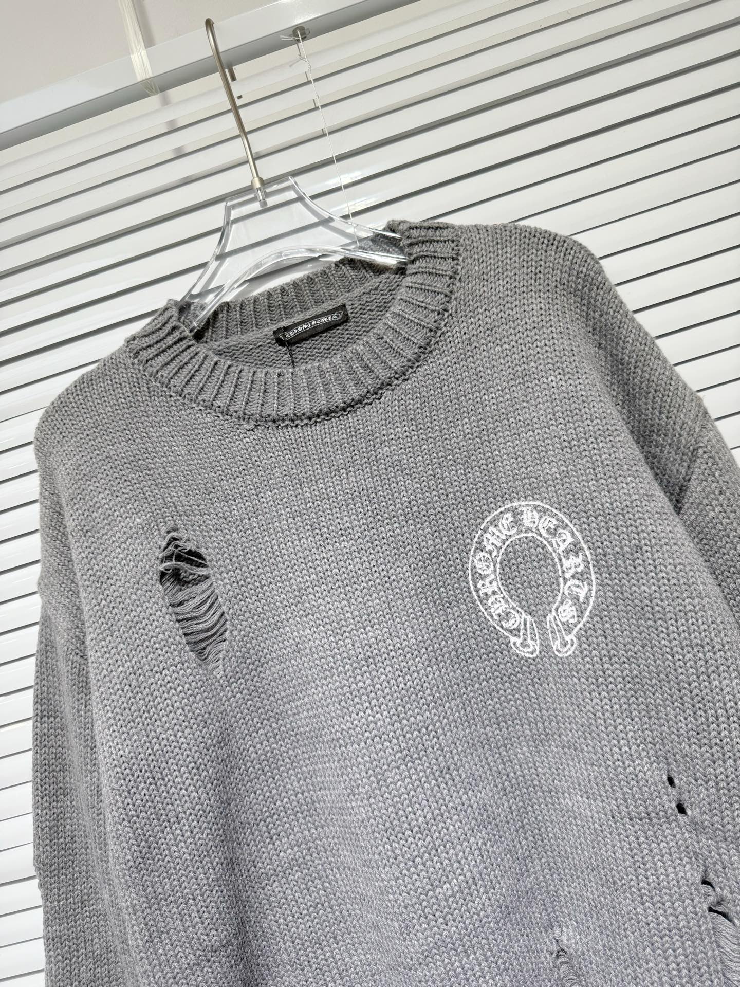 Chrome Hearts CH Thick-stitch Knitted Loose-Fitting Holey Sweater