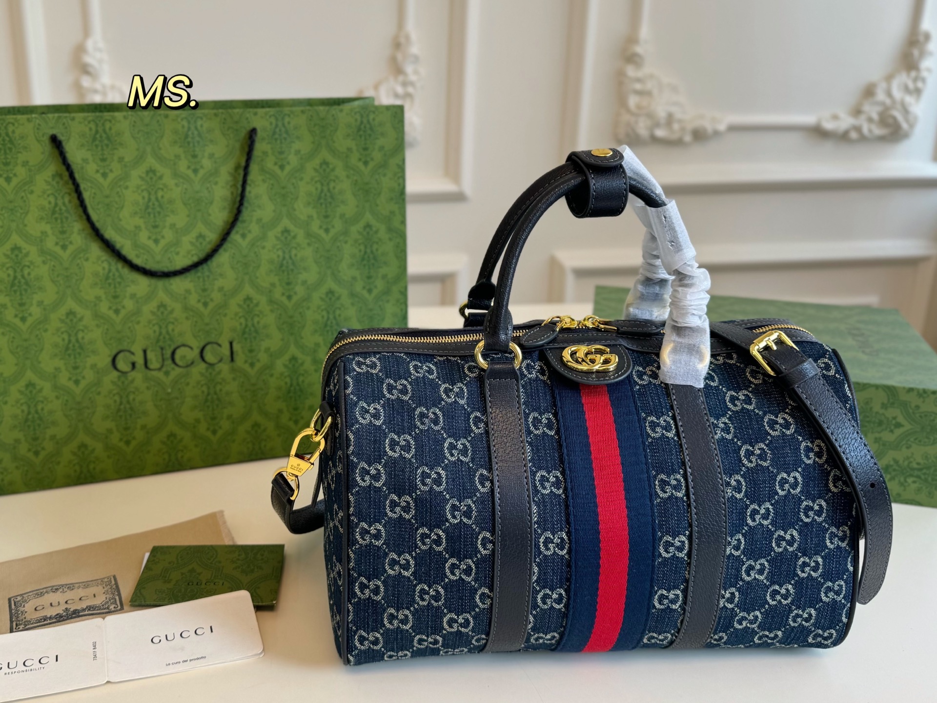 Gucci Denim Boston Pillow Bag