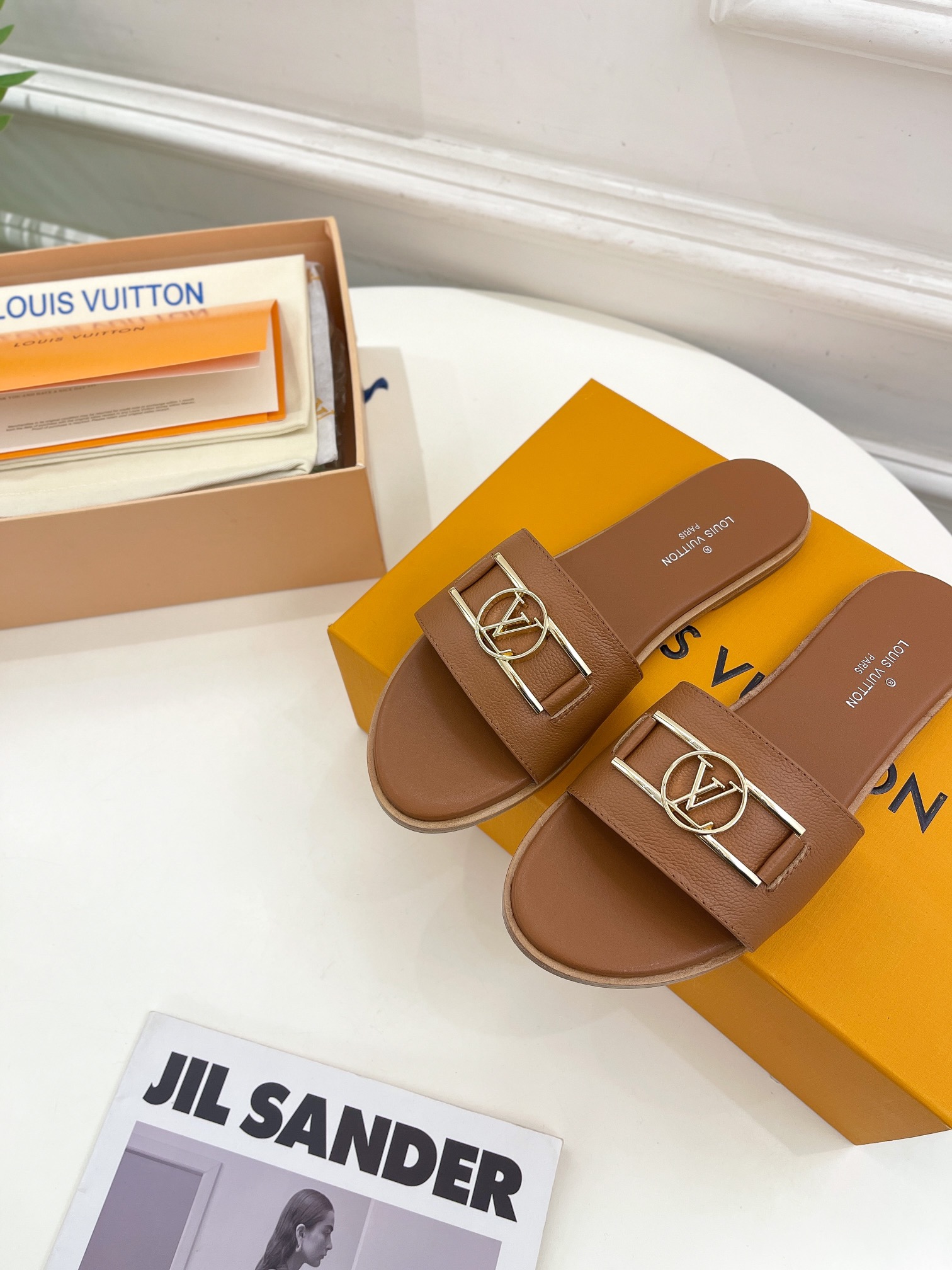 LV new slippers sandles leather sole