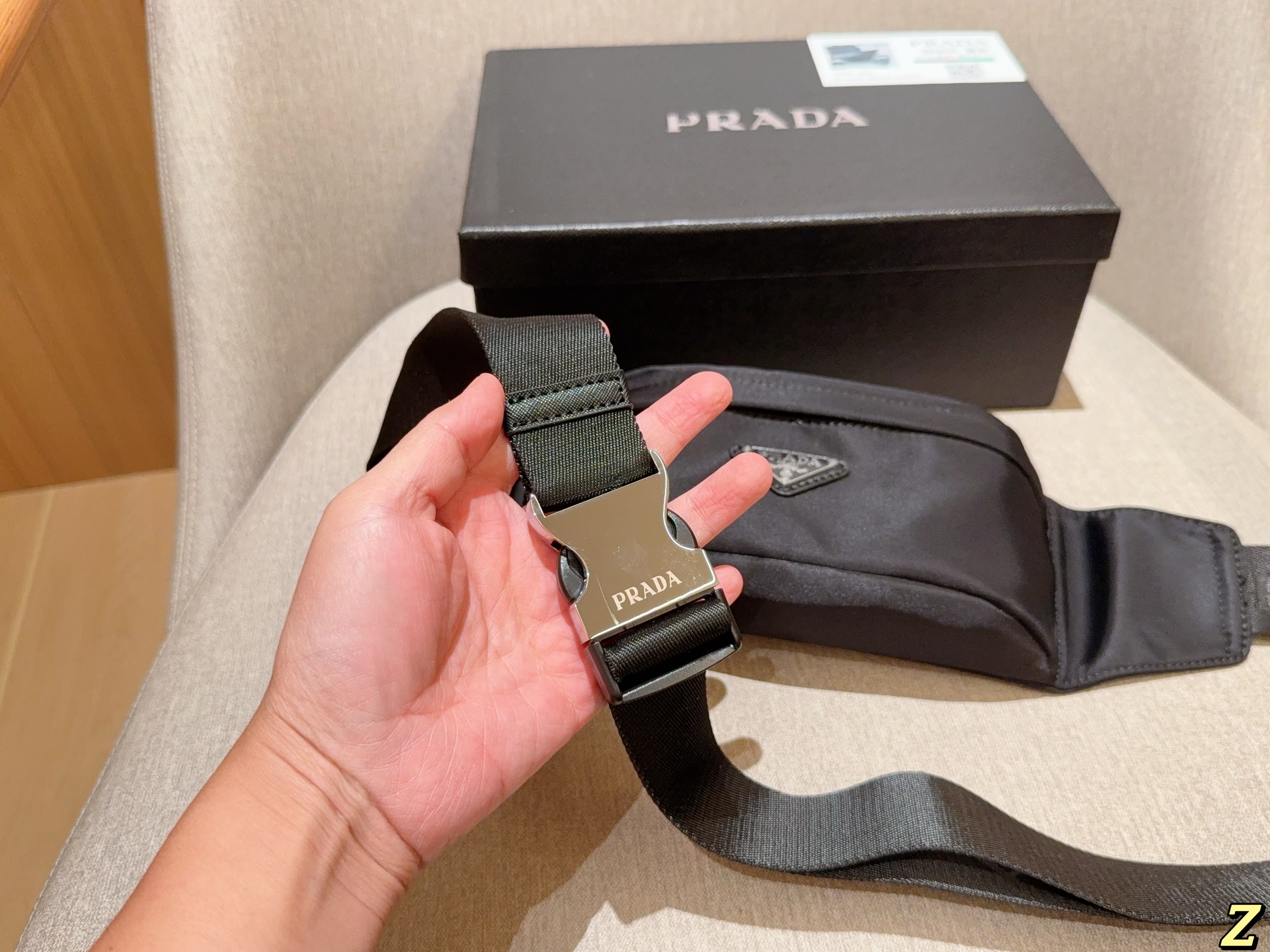 Prada nylon waterproof fabric crossbody waist bag