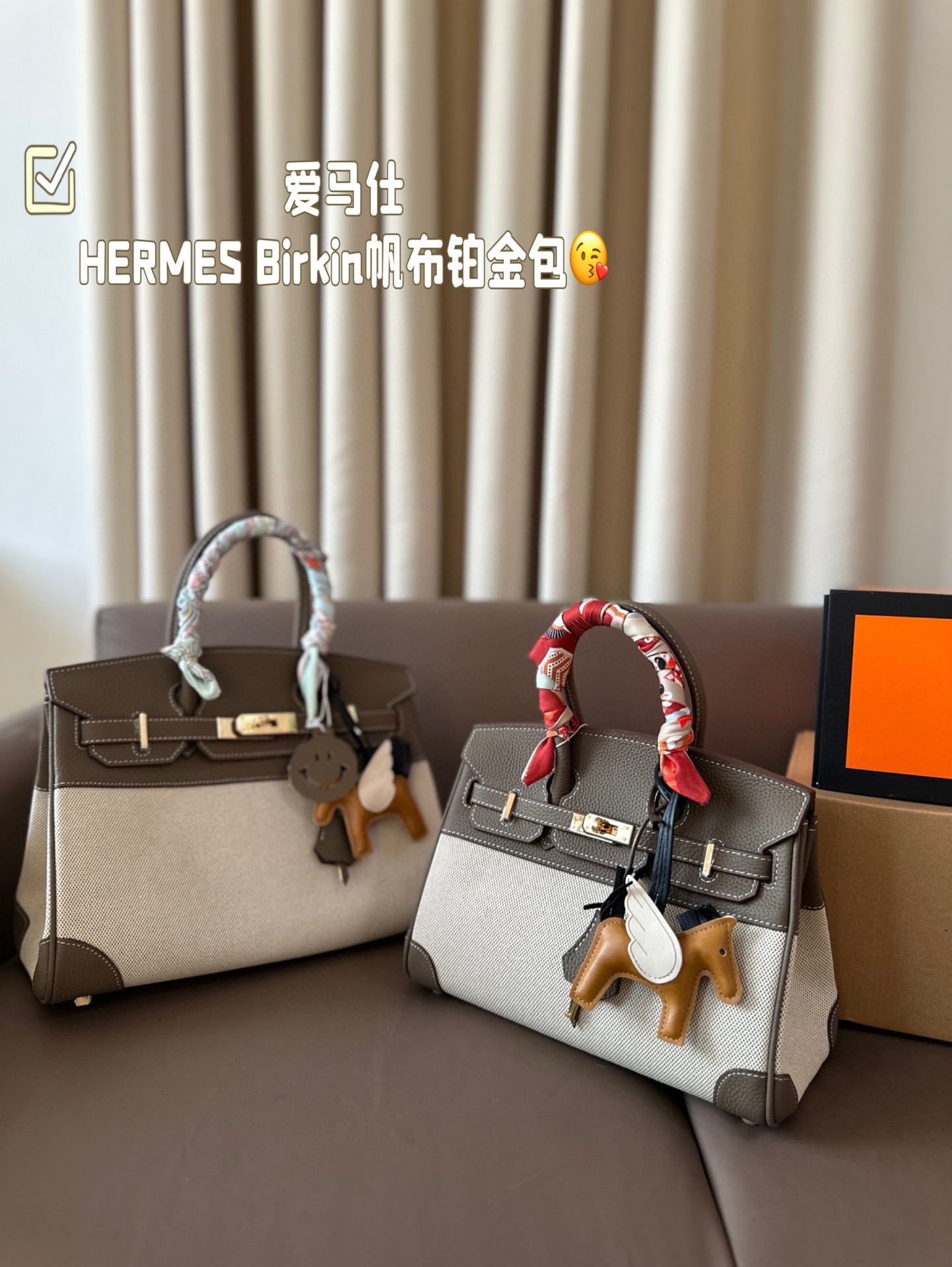 HERMES Birkin Canvas platinum bag