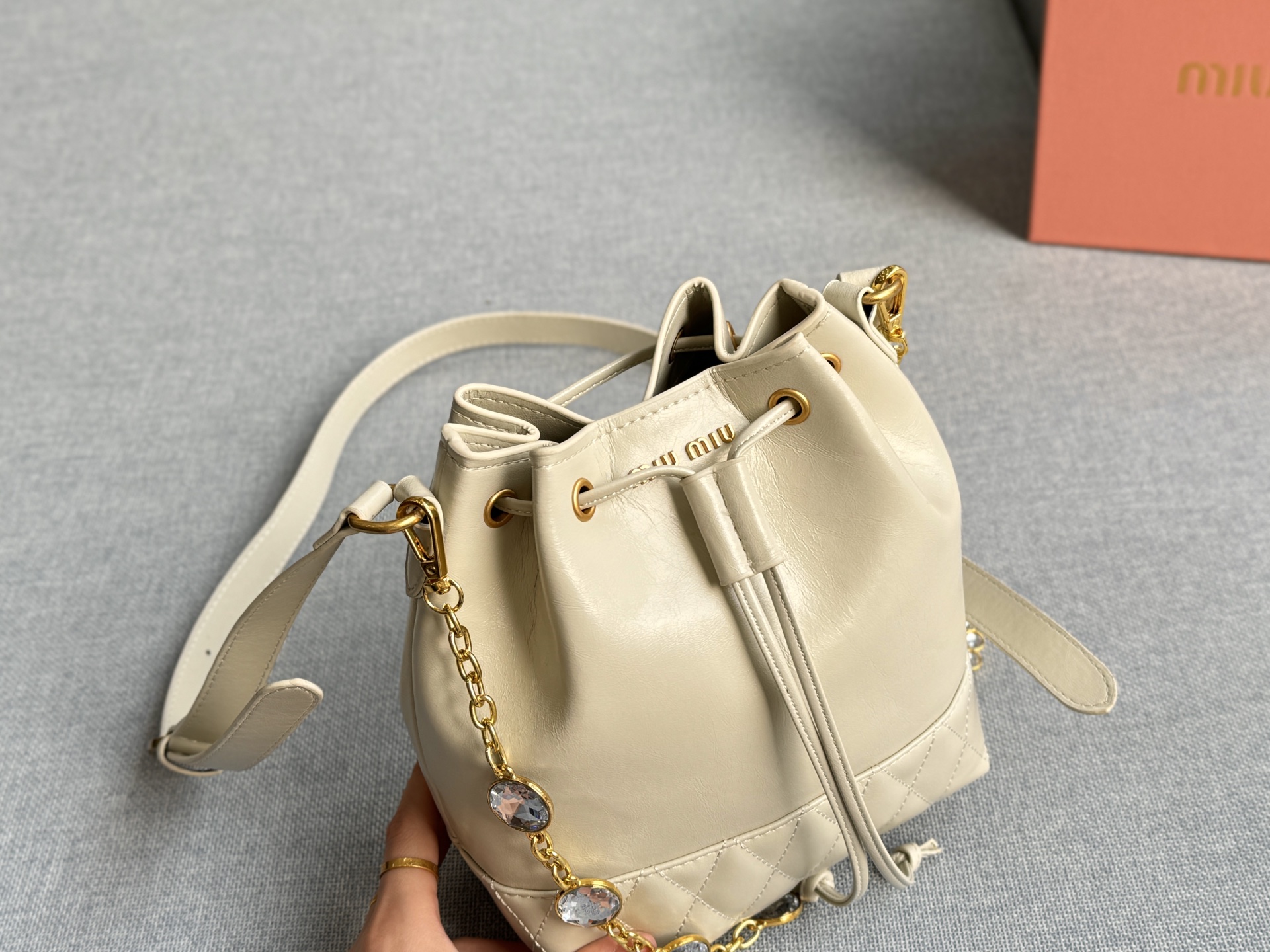 MIU MIU water drill chain bucket bag