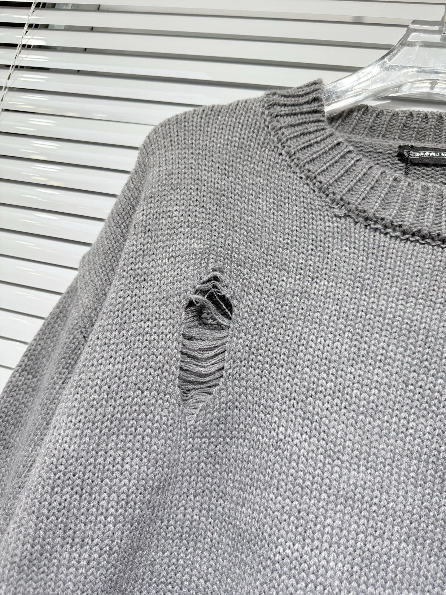 Chrome Hearts CH Thick-stitch Knitted Loose-Fitting Holey Sweater