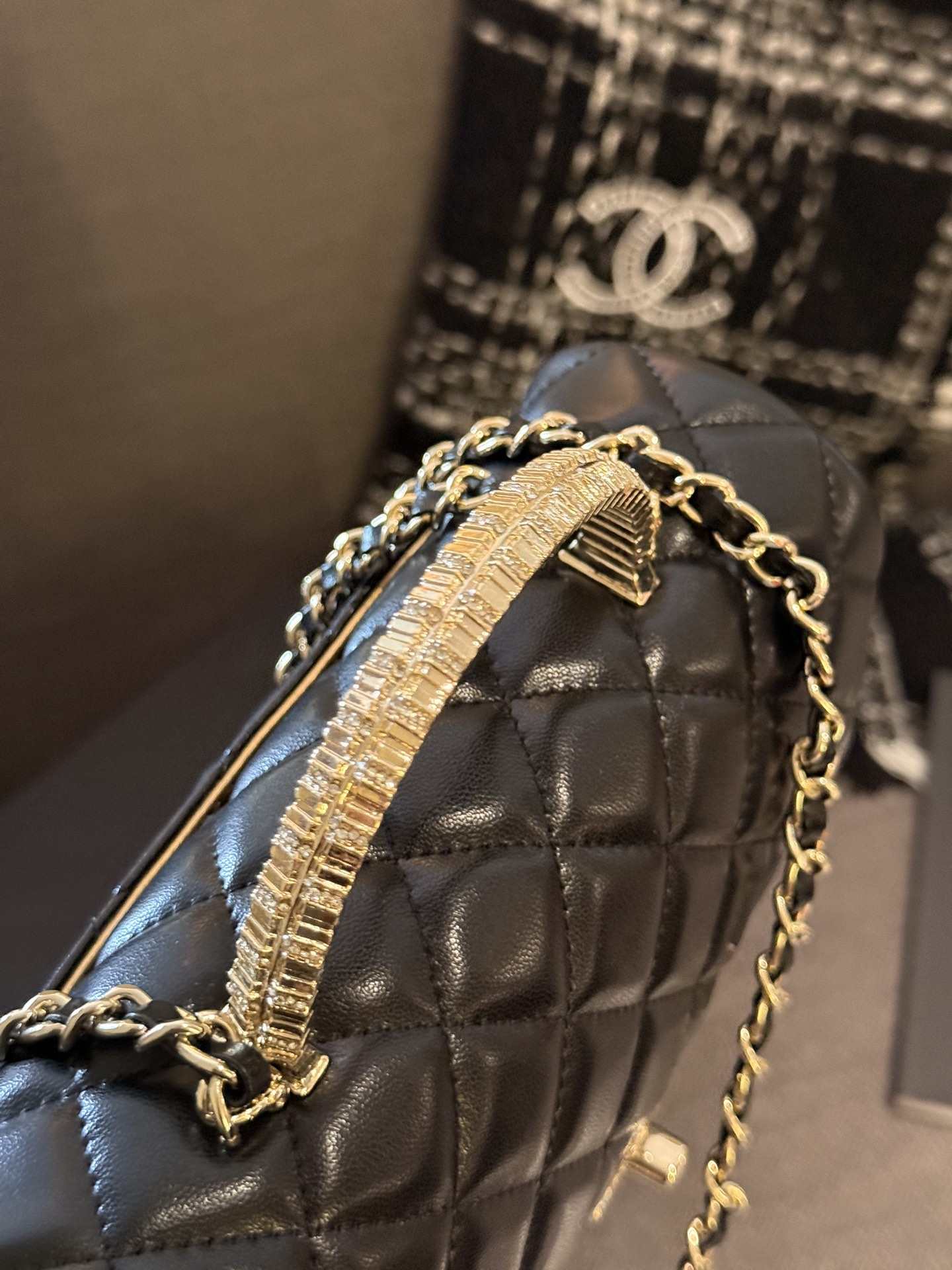 Chanel 24c rhinestone handle diamond bag