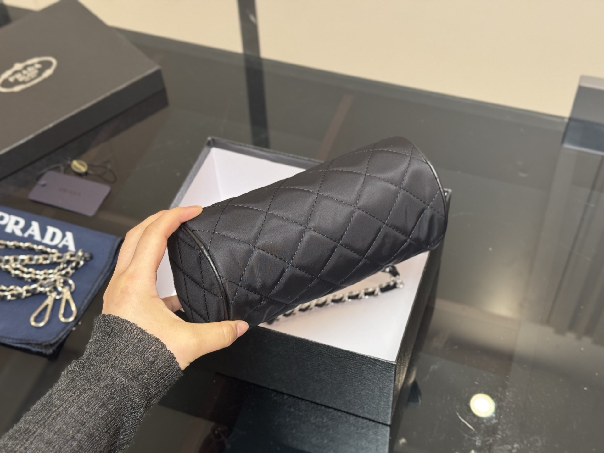 Prada 25ss round barrel bag