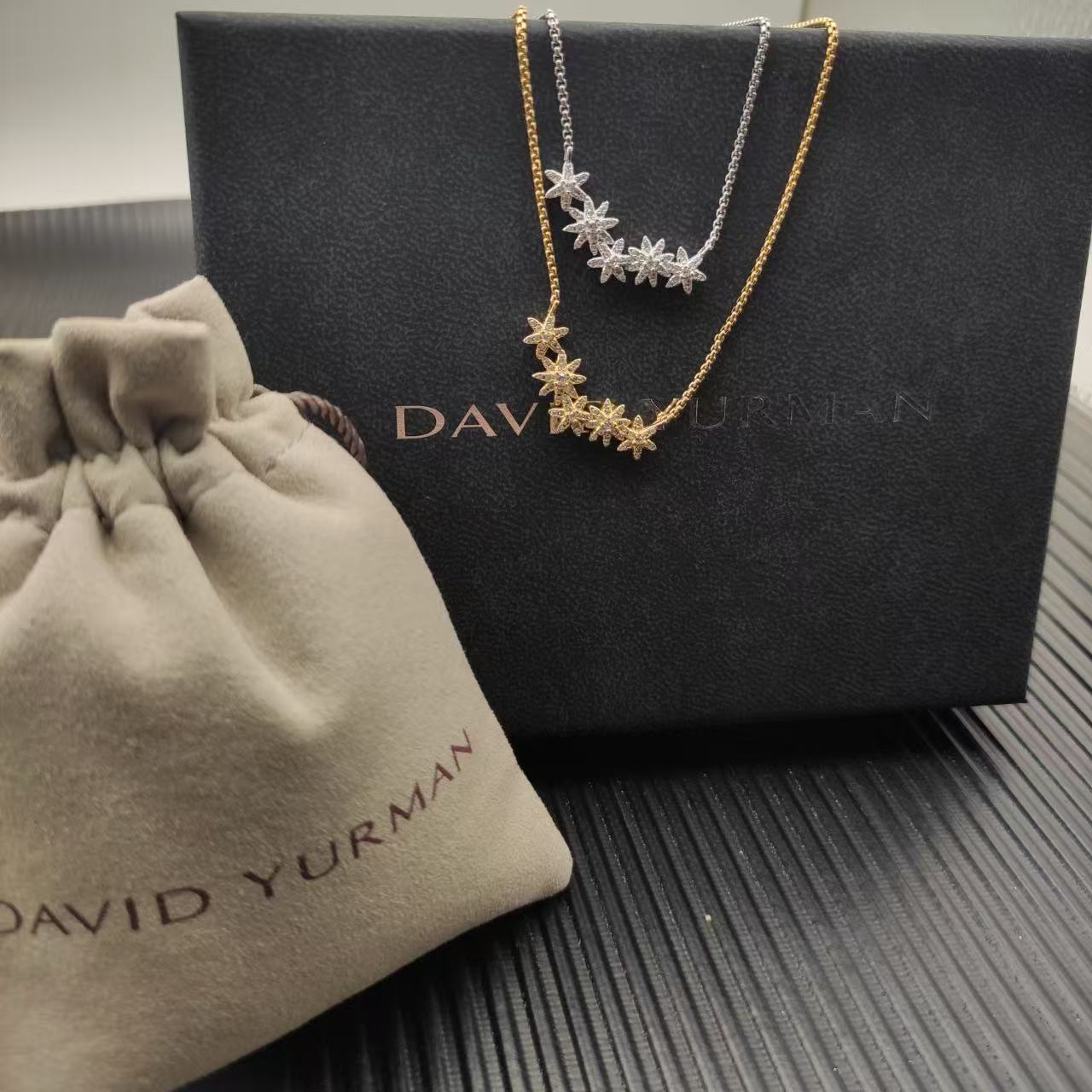 David Yurman silver quintuple necklace
