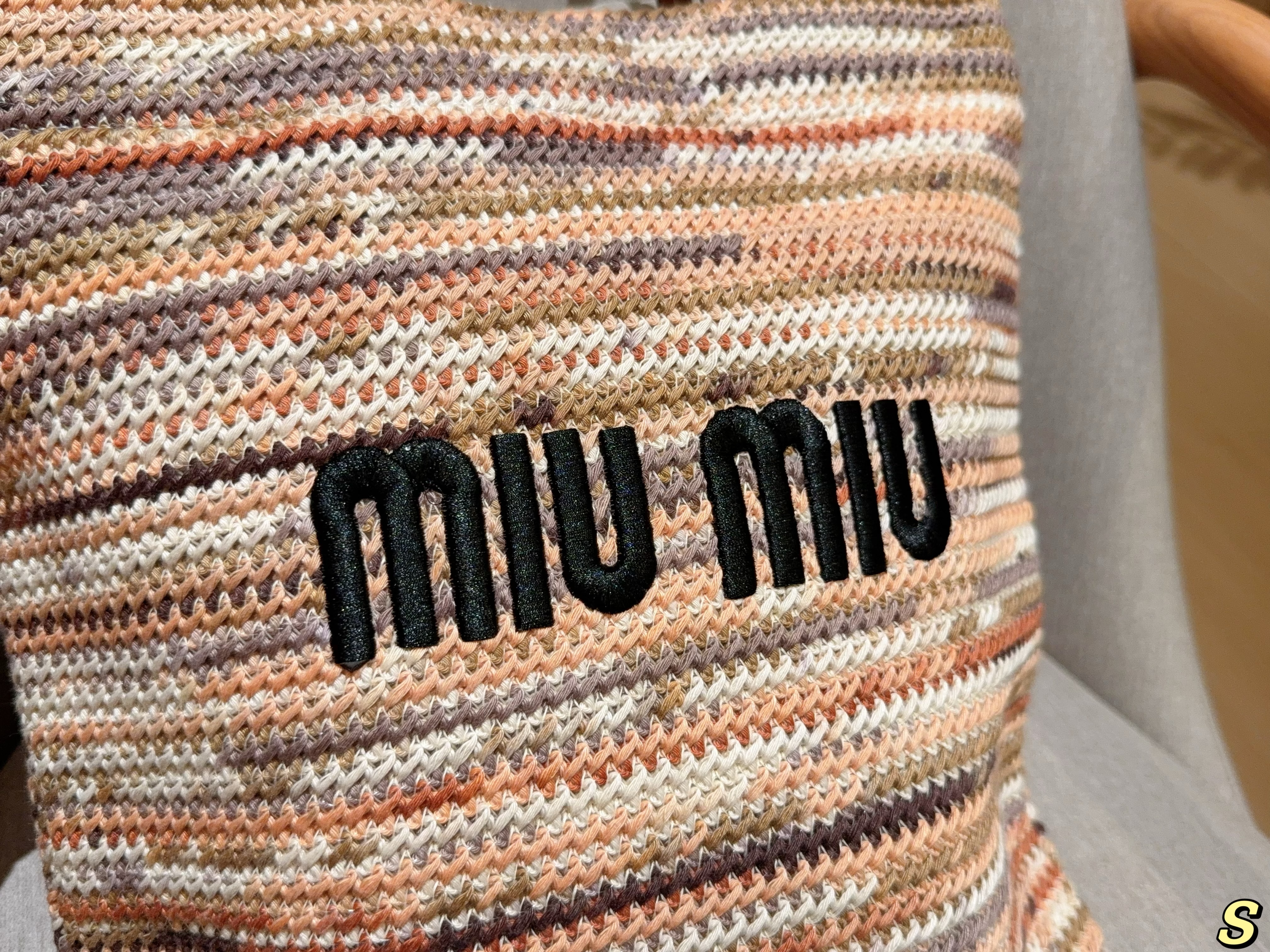 Miumiu striped tote bag