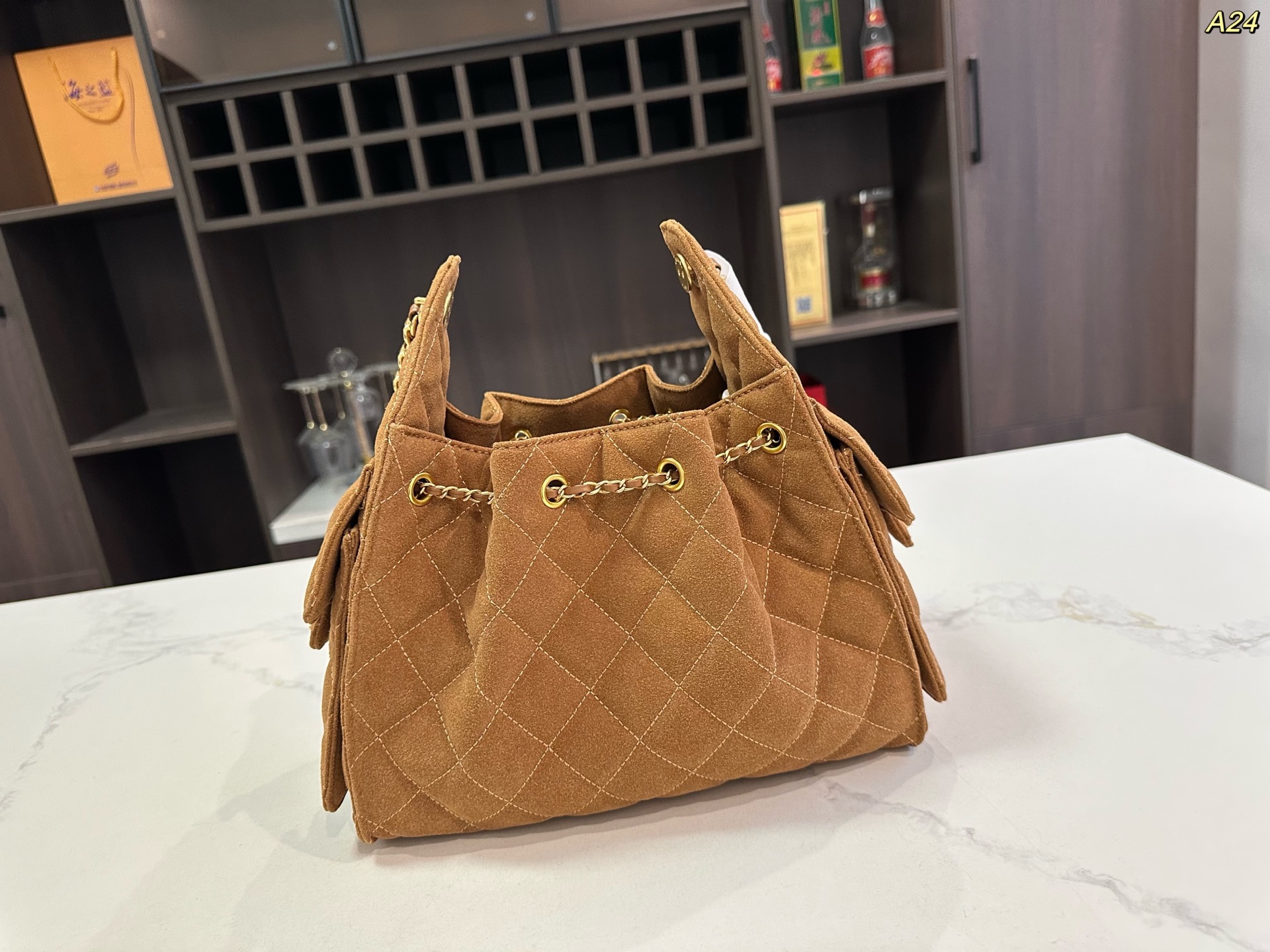 Chanel Deerhide Bucket Hobo Bag Deerhide Shoulder Crossbody Bag