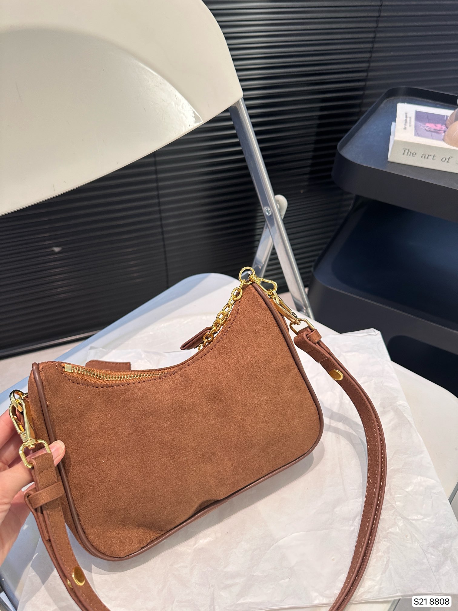 Prada hobo chain bag suede crossbody bag