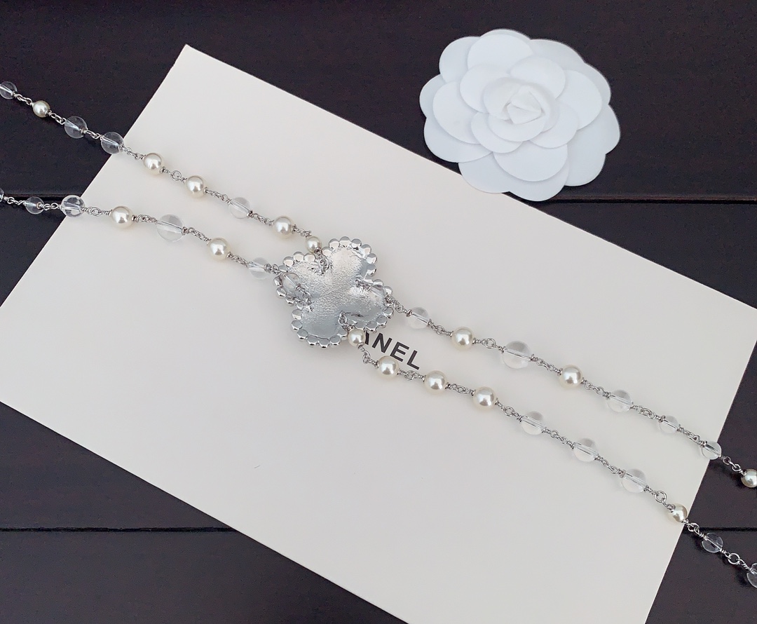 Chanel platinum crystal sweater chain