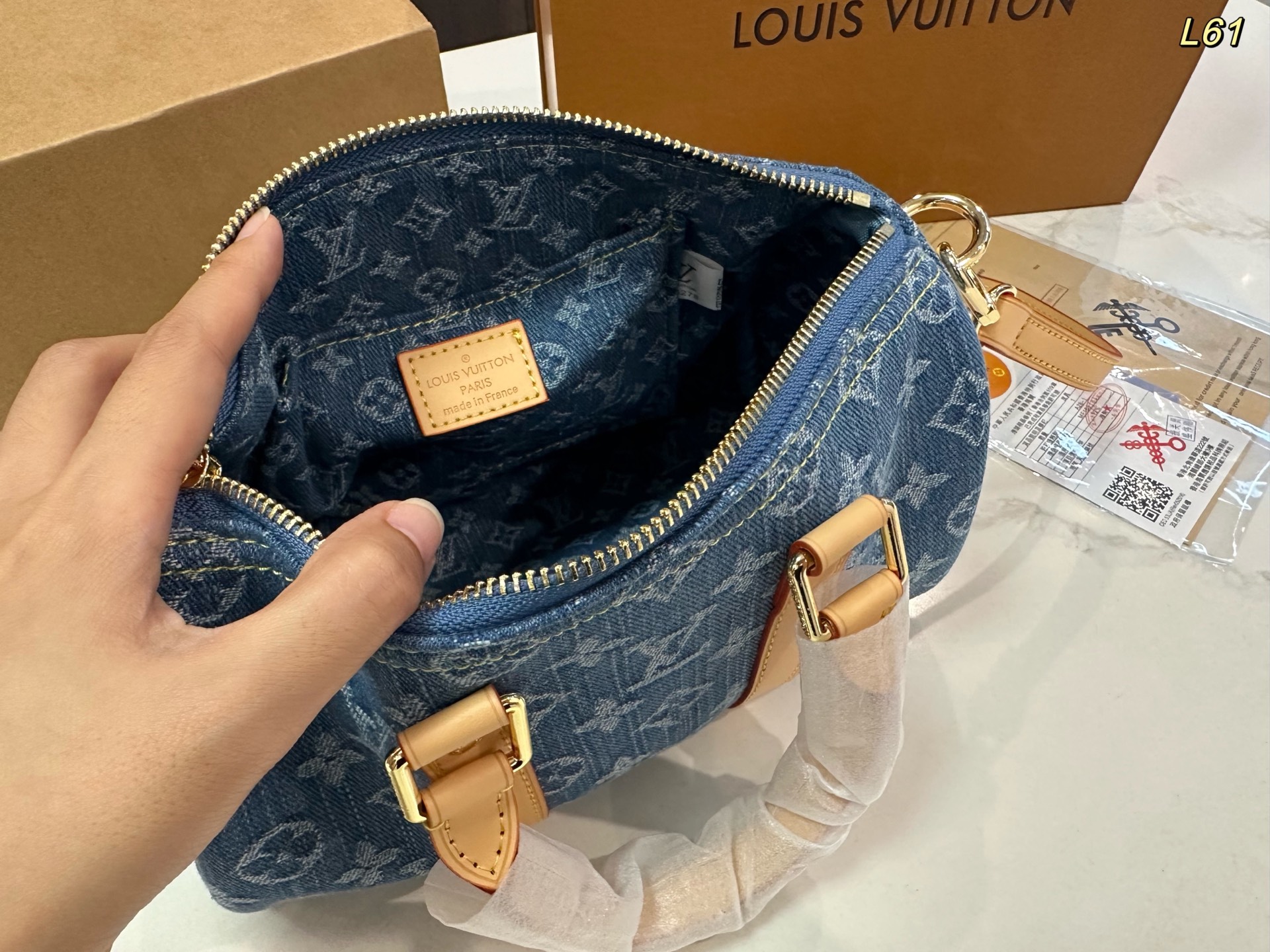 LV catwalk denim pillow bag nano keepall bag