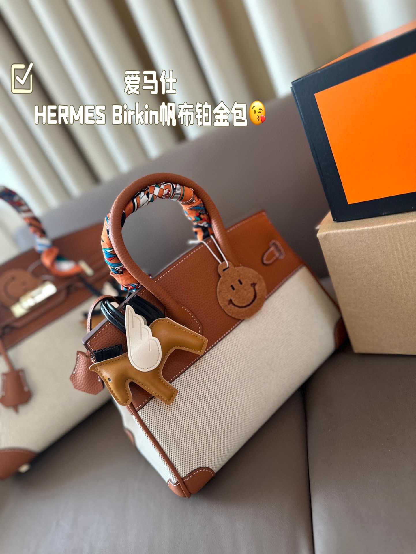 HERMES Birkin Canvas platinum bag