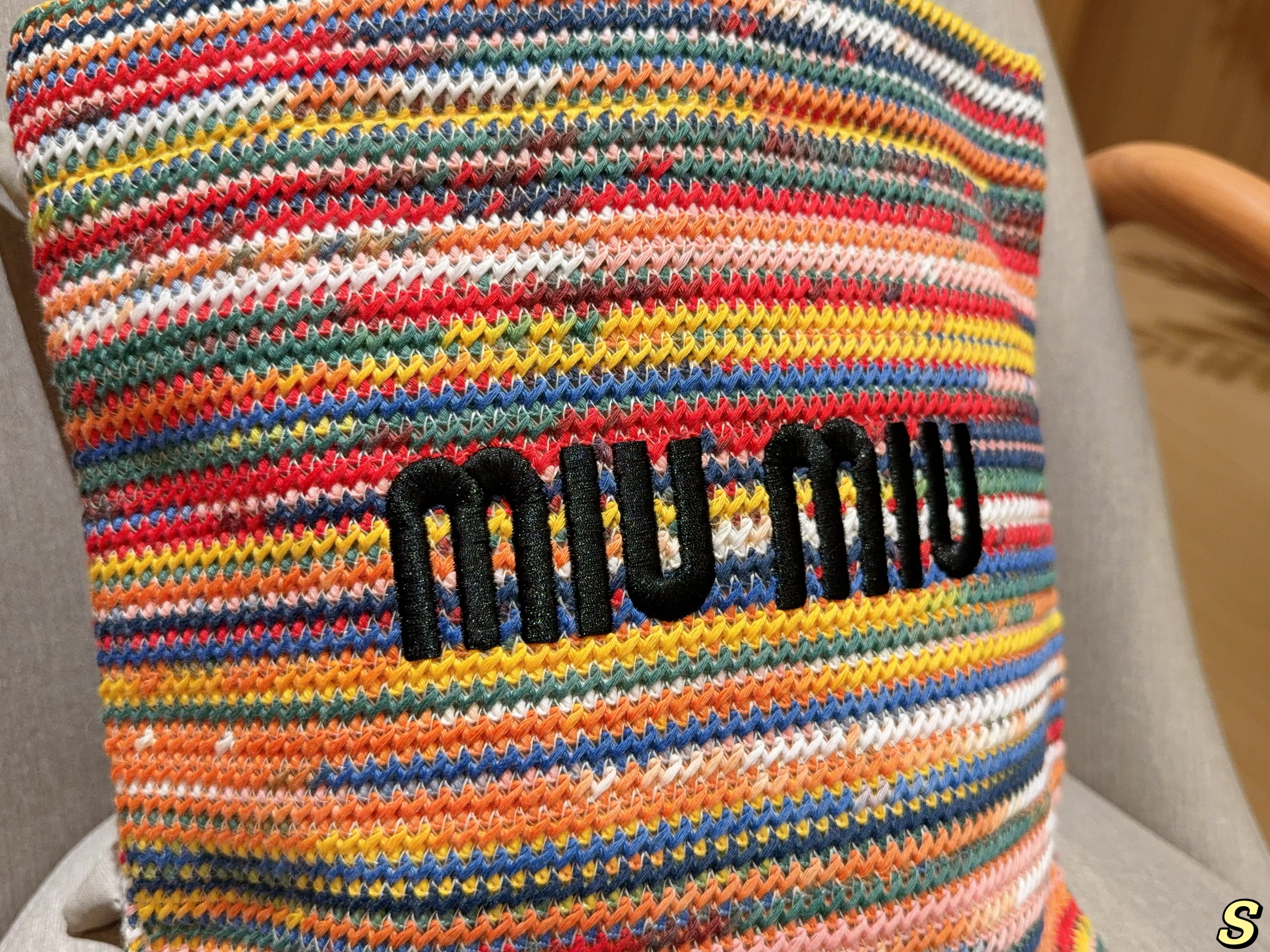 Miumiu striped tote bag