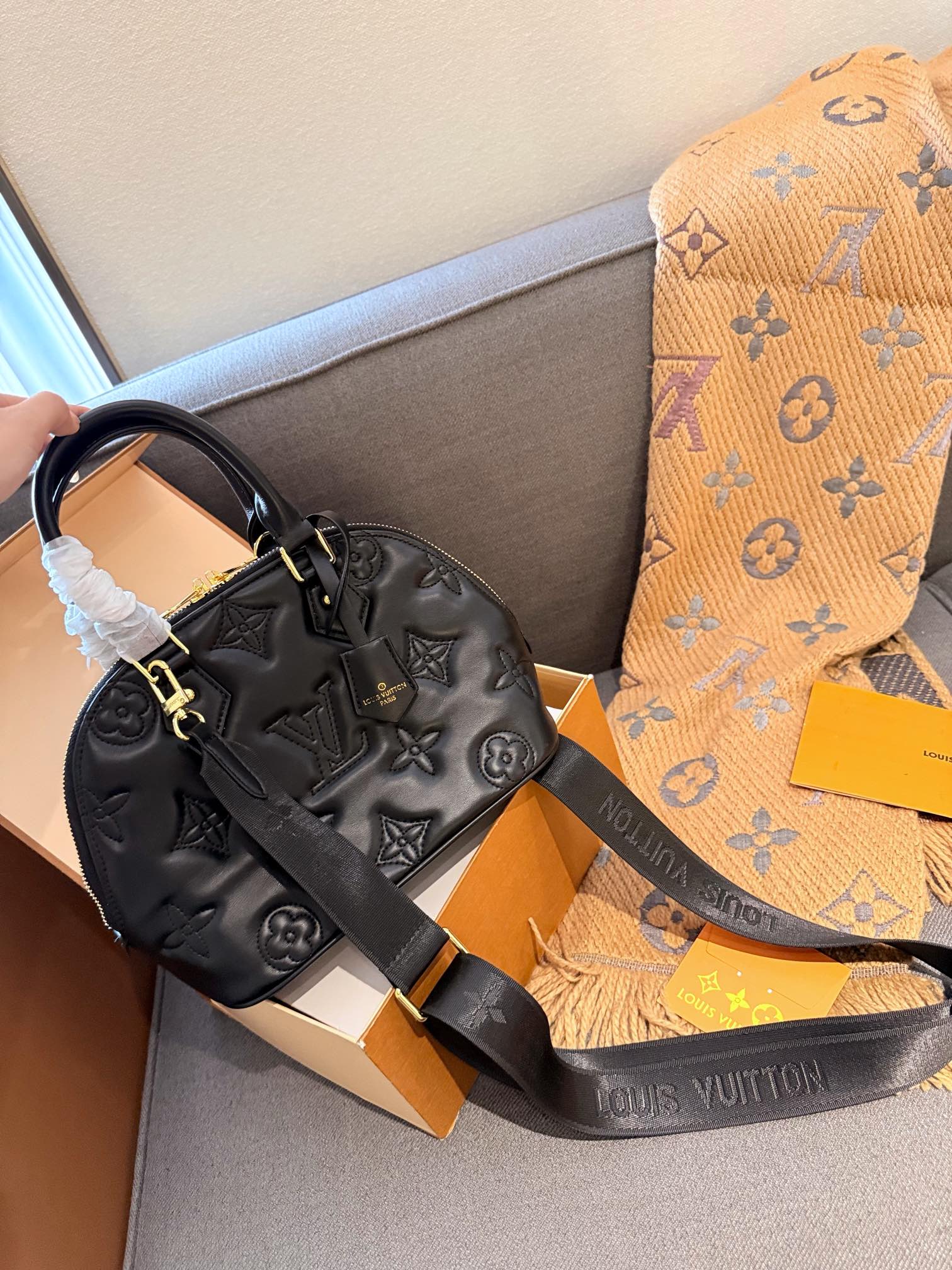 LV alma bb bubblegram shoulder bag