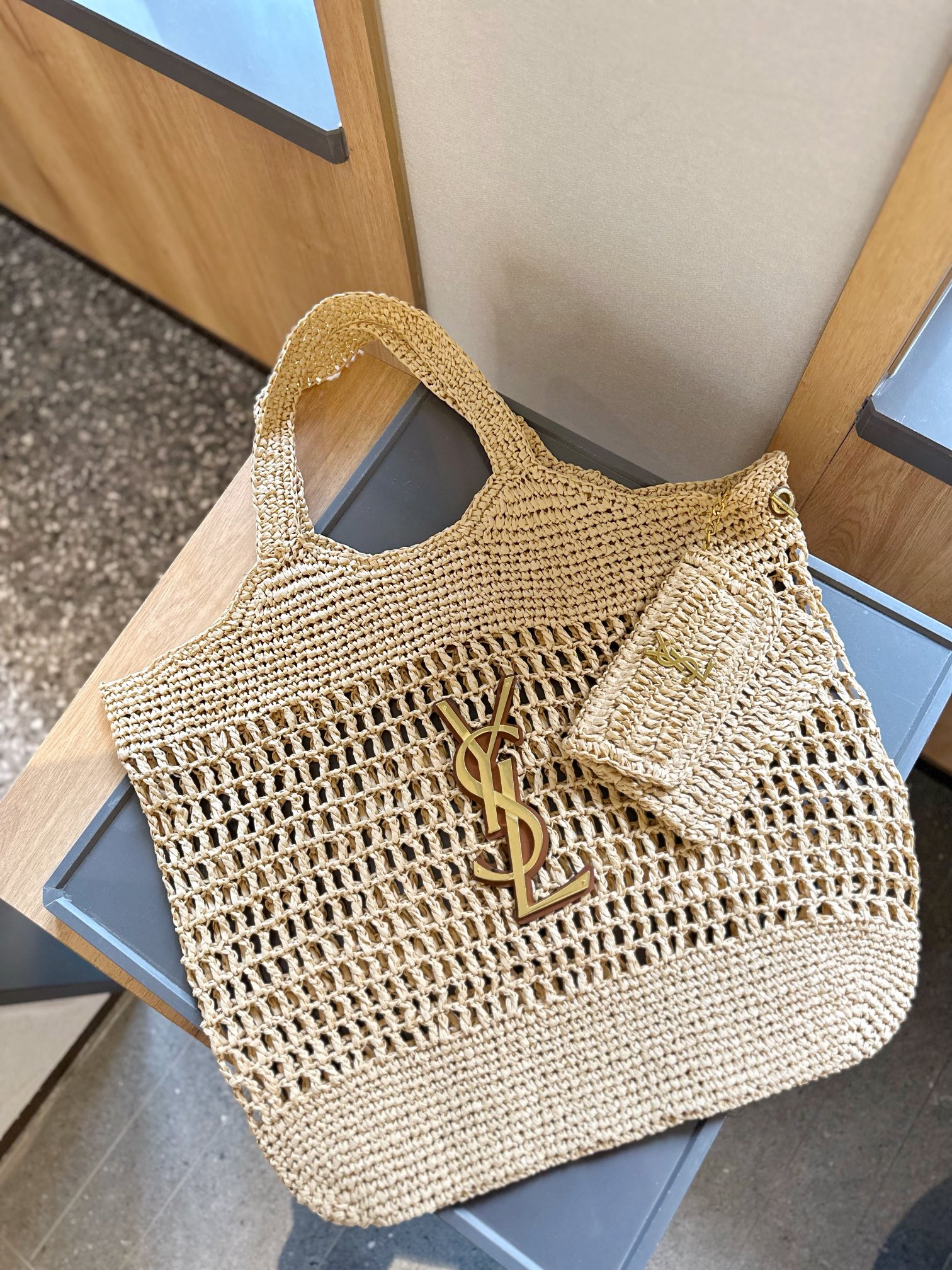 YSL Woven Canvas Tote Bag