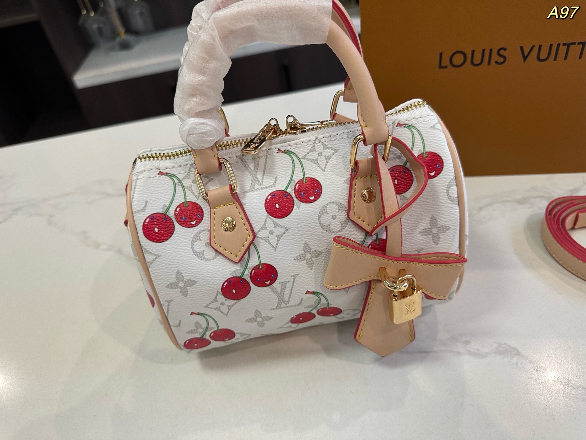 LV speedy Boston cherry series pillow bag
