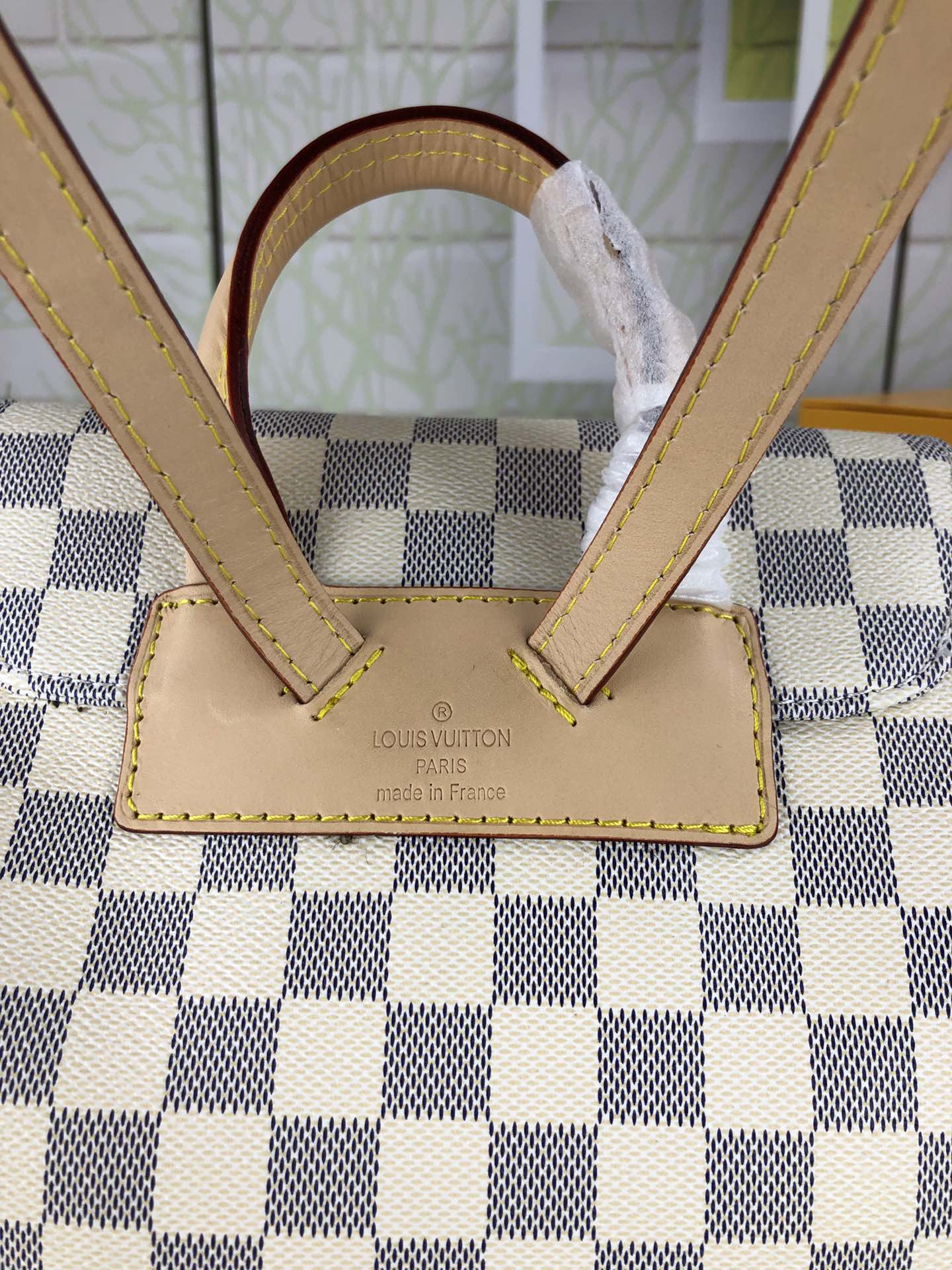 LV Sperone Damier Aur White Pattern Backpack