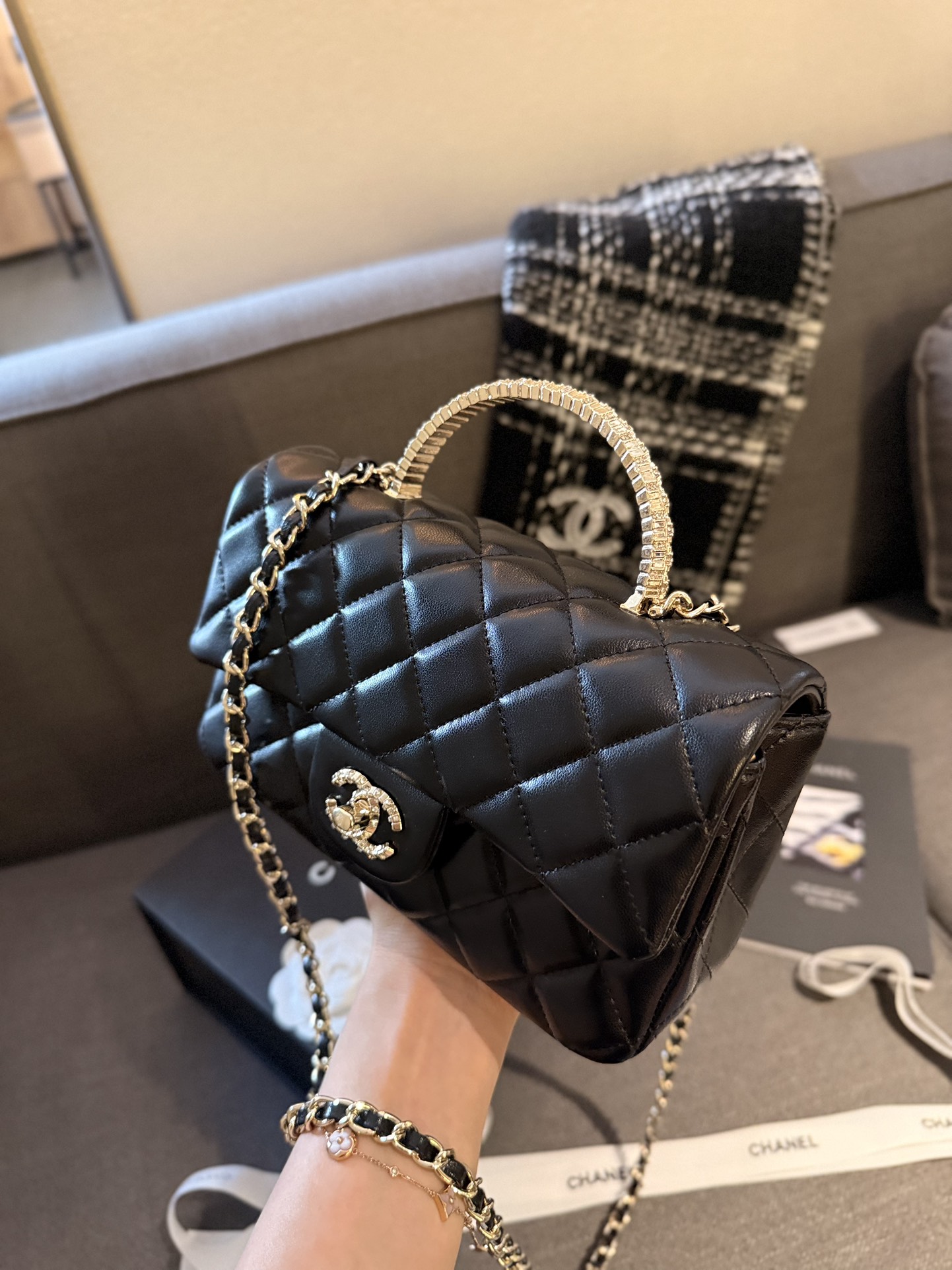 Chanel 24c rhinestone handle diamond bag