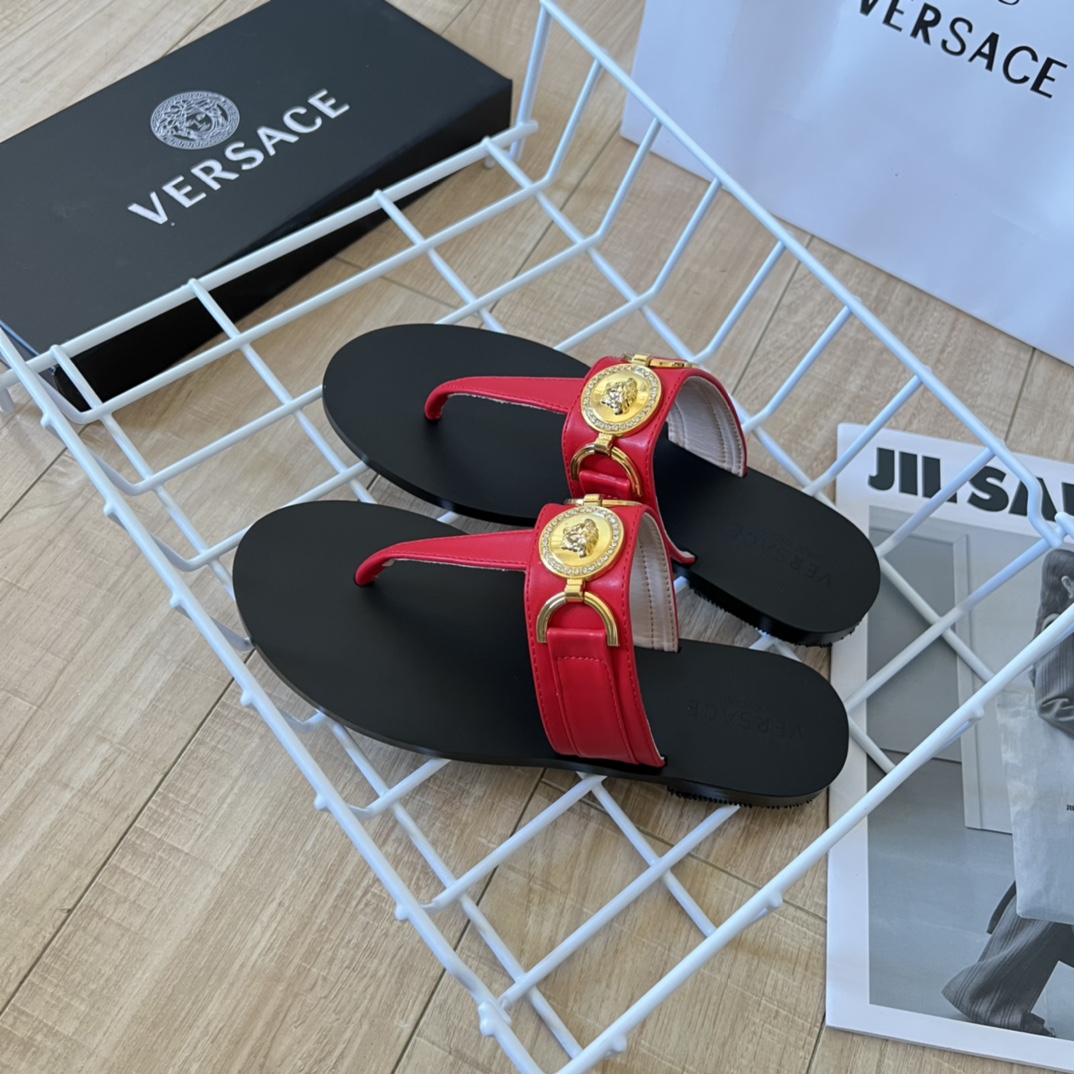 VERSACE Medusa Flat Ankle Strap Sandals