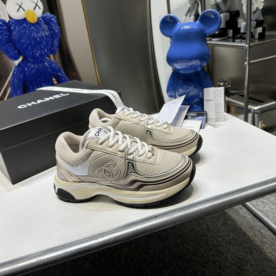 CHANEL Gold Horn King Silver Horn King classic sneakers