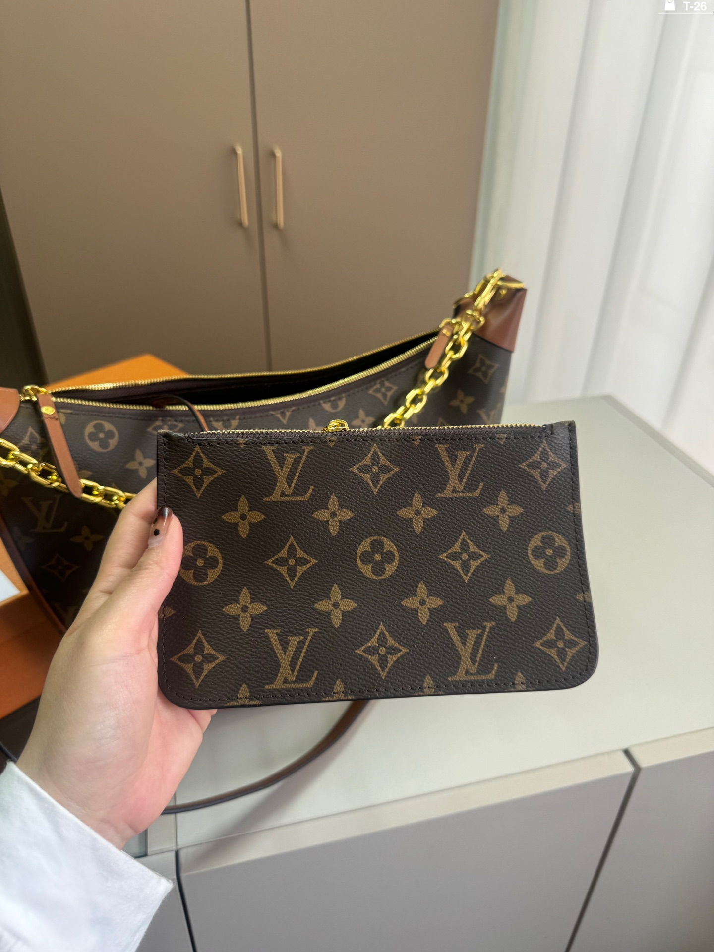 LV crescent-shaped bag chain strap shoulder bag
