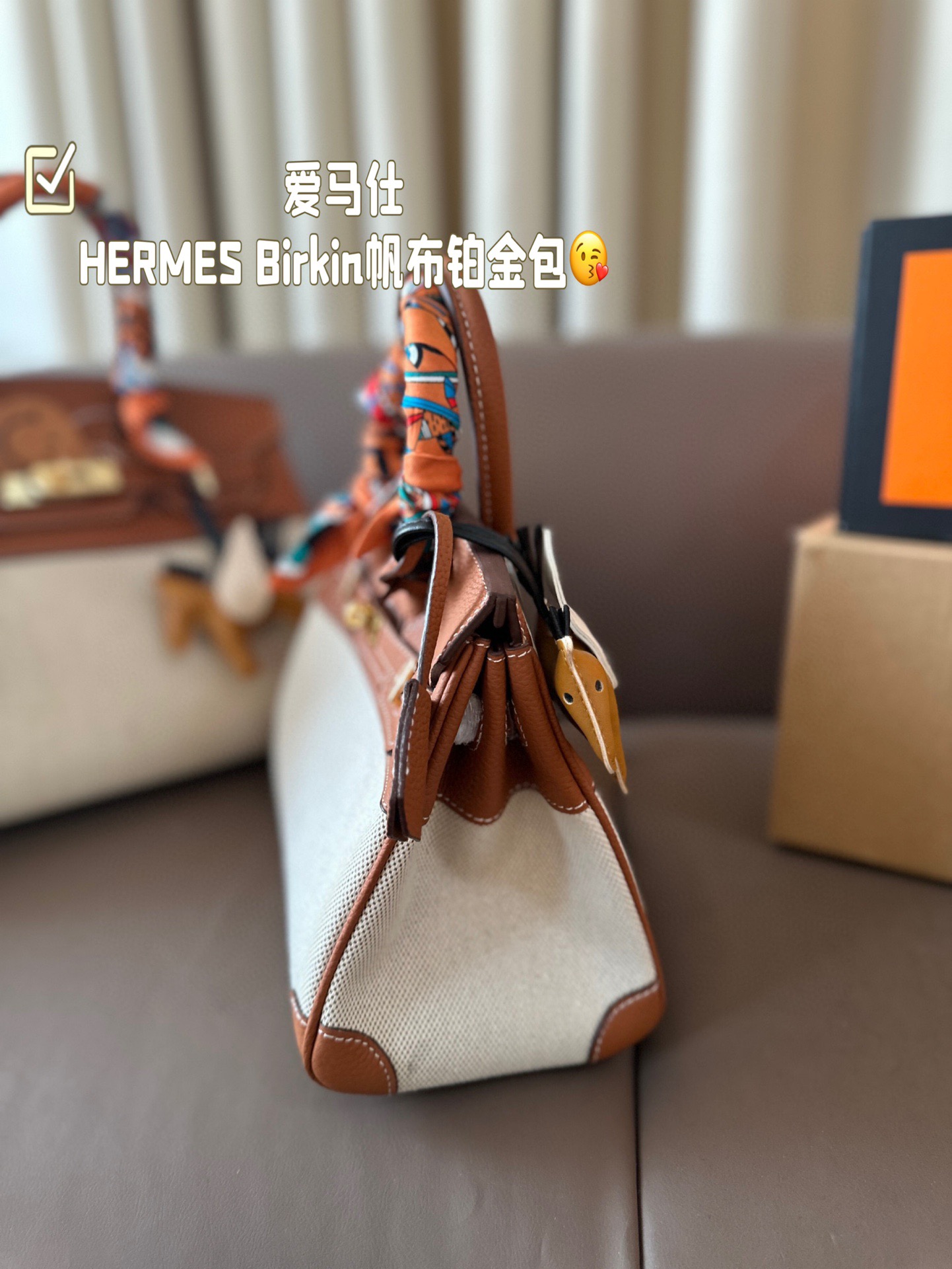 HERMES Birkin Canvas platinum bag