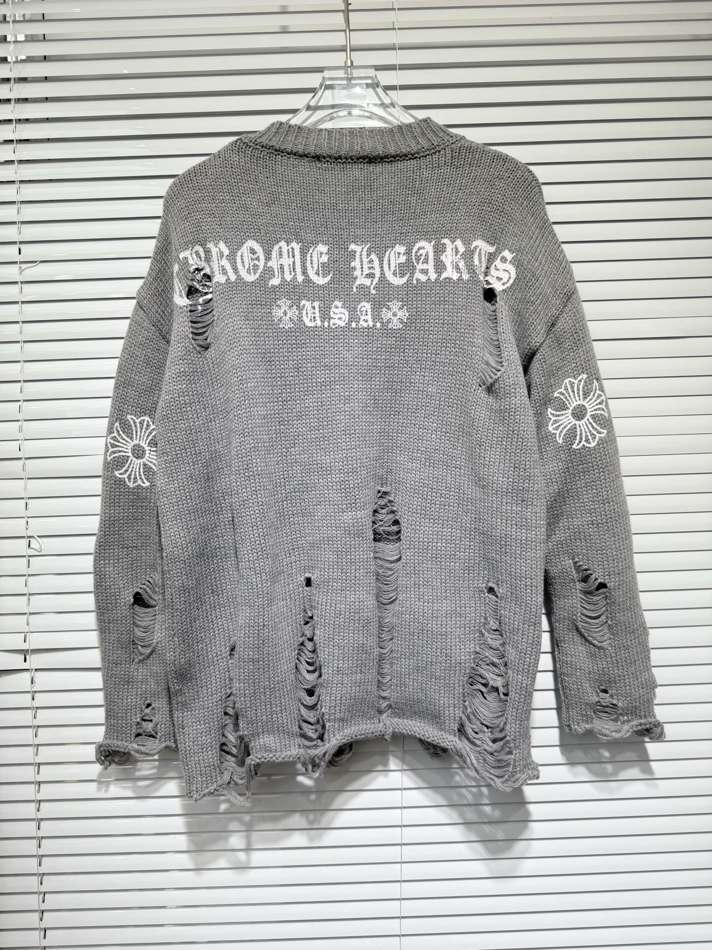 Chrome Hearts CH Thick-stitch Knitted Loose-Fitting Holey Sweater