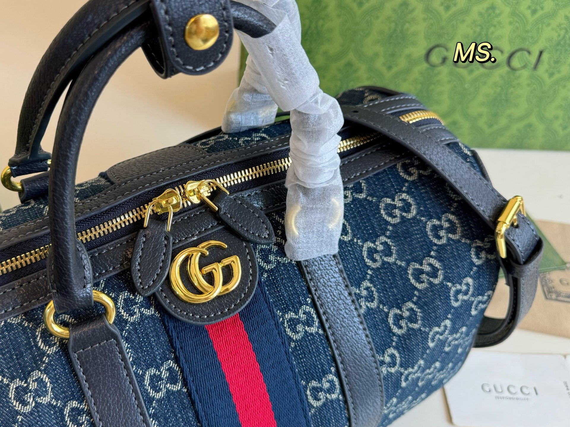 Gucci Denim Boston Pillow Bag