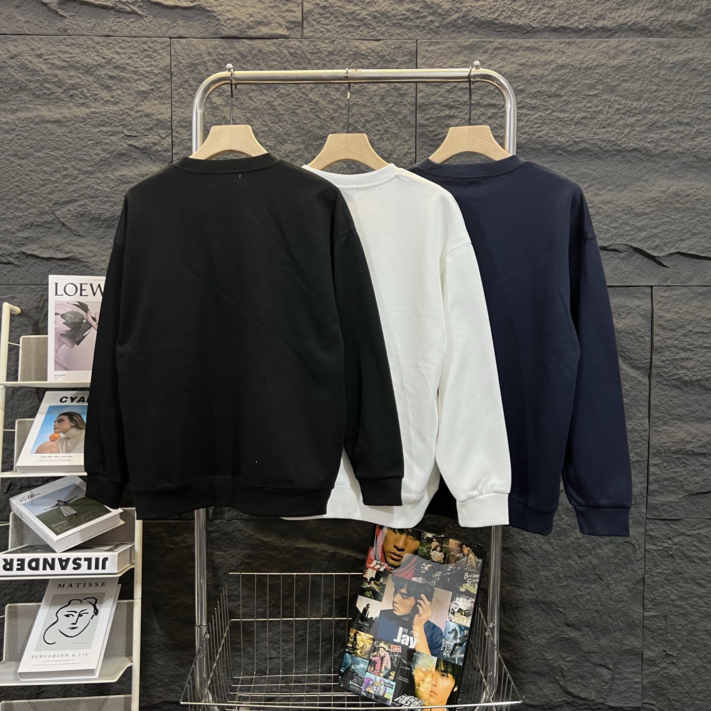 Burberry Blue Warhorse Embroidered Crew Neck Sweatshirt