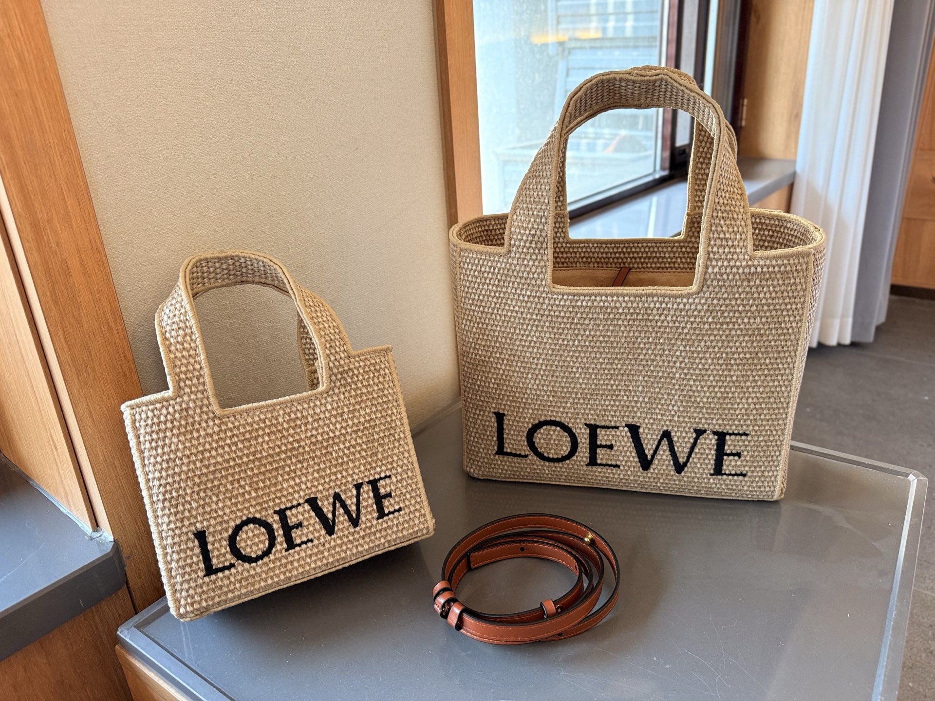 Loewe Anagram Basket  bag Embroidered Woven Shopping Bag