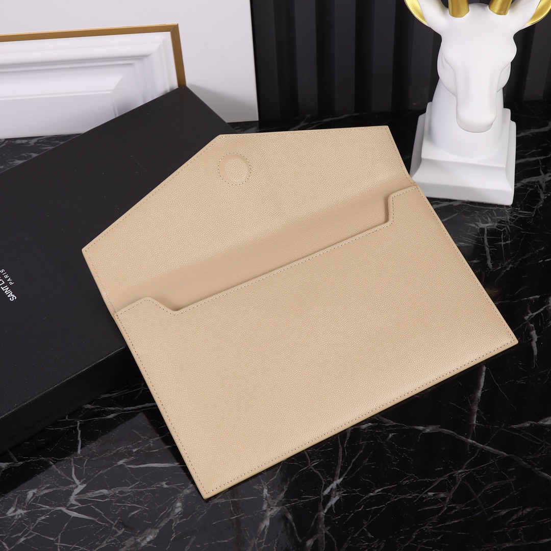 YSL Uptown Clutch Classic metal logo bag