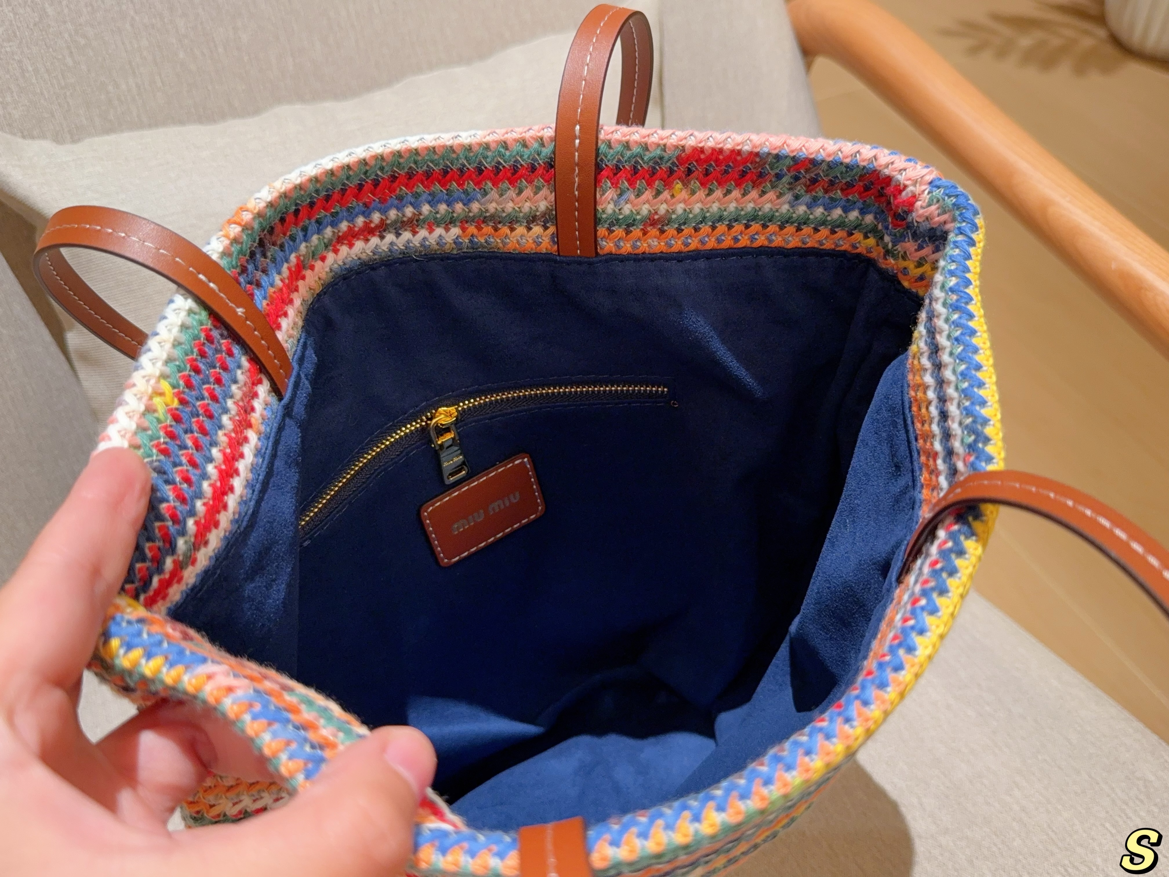 Miumiu striped tote bag