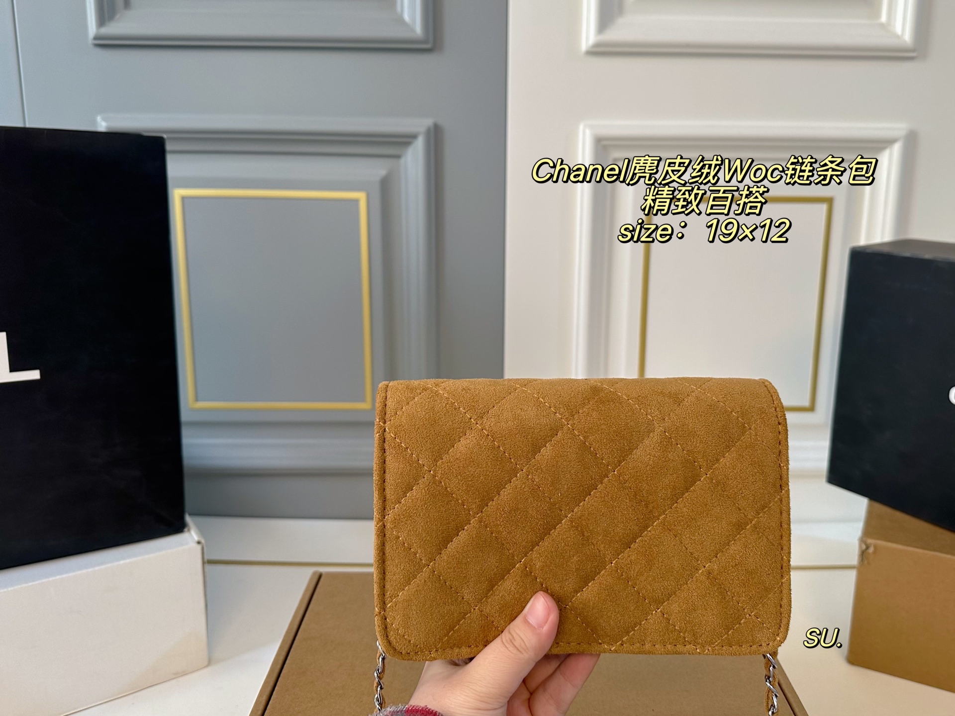 CHANEL Suede WOC Chain shoulder Bag