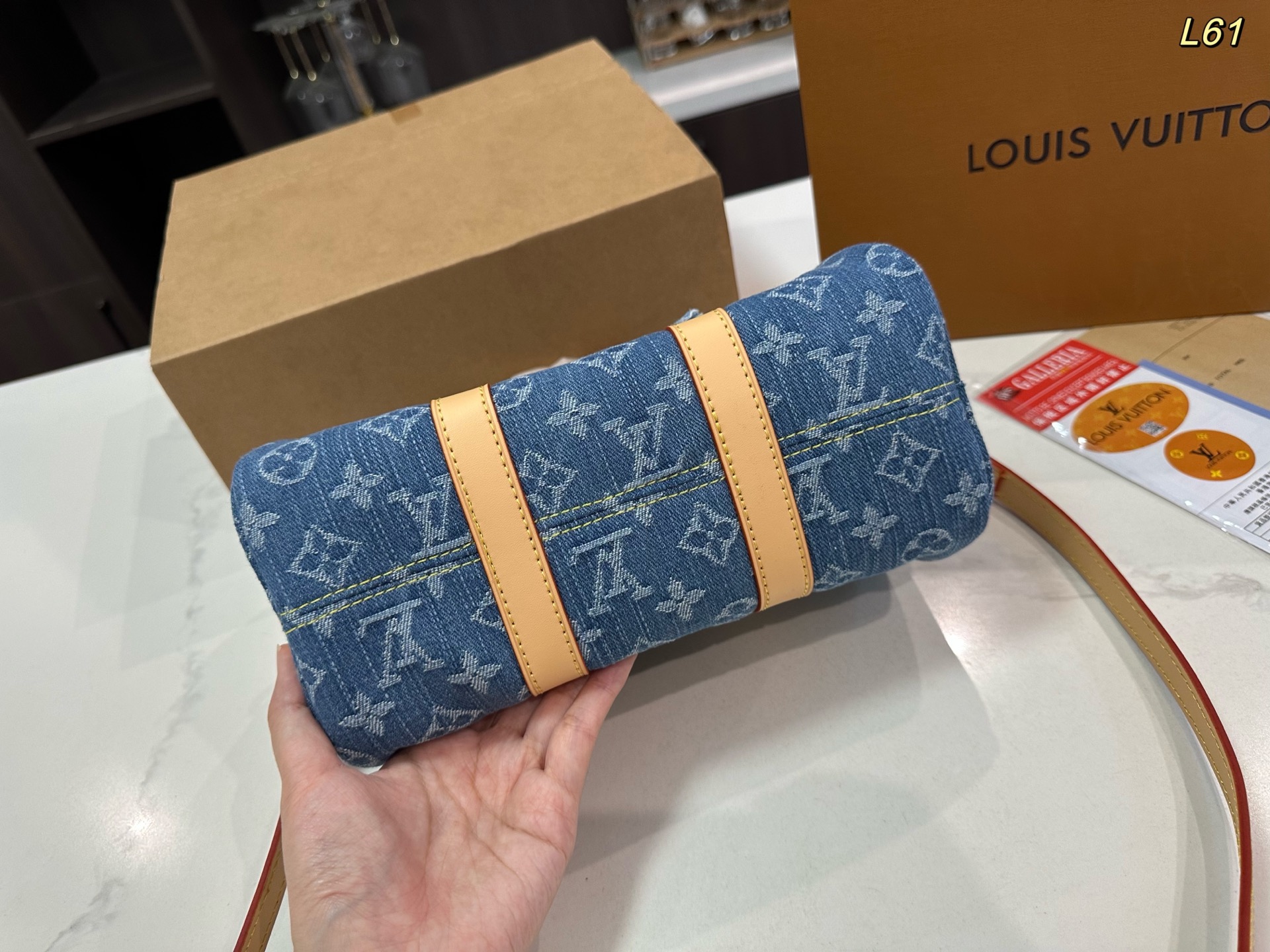 LV catwalk denim pillow bag nano keepall bag