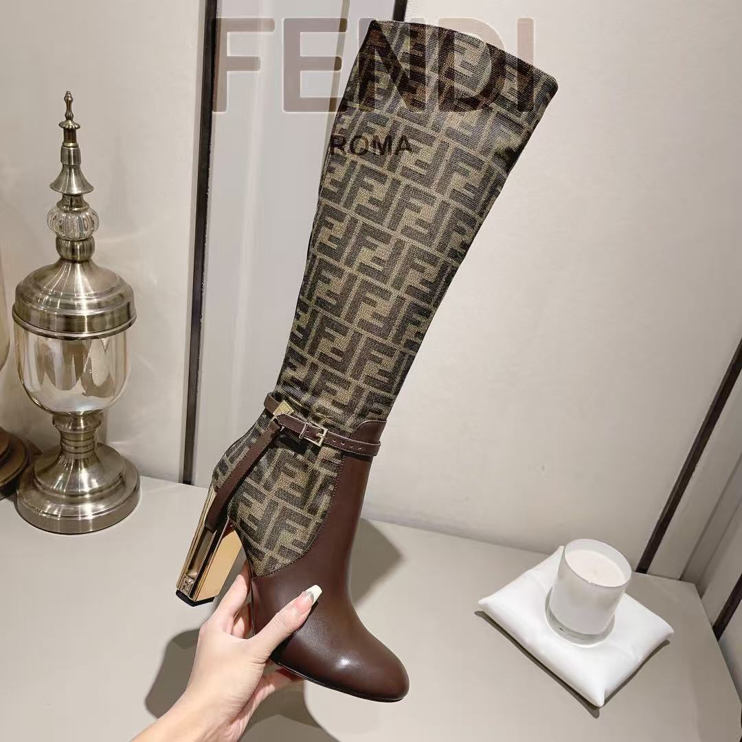 Fendi Delfina leather high-heeled boots