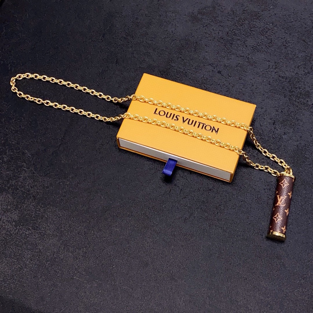 Louis Vuitton bucket leather long necklace