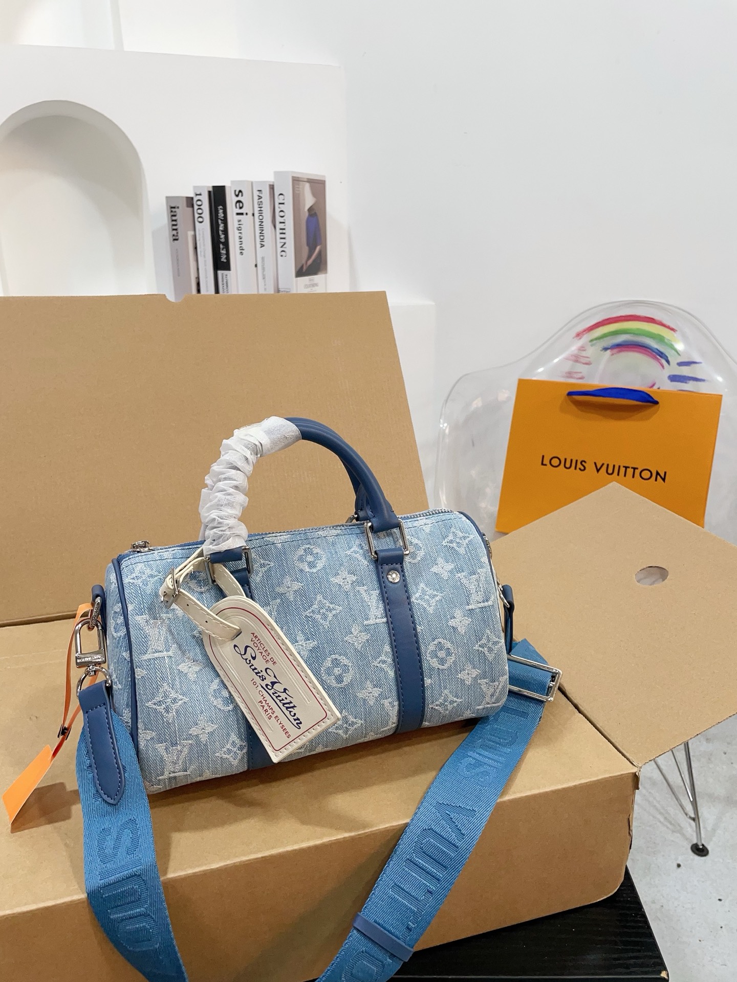 LV Denim Pillow Case speedy bag