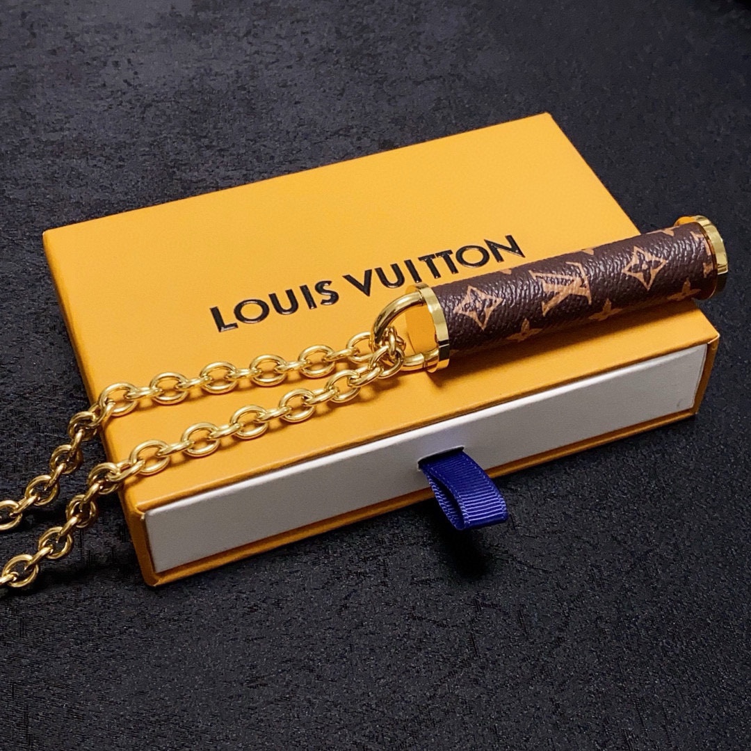 Louis Vuitton bucket leather long necklace