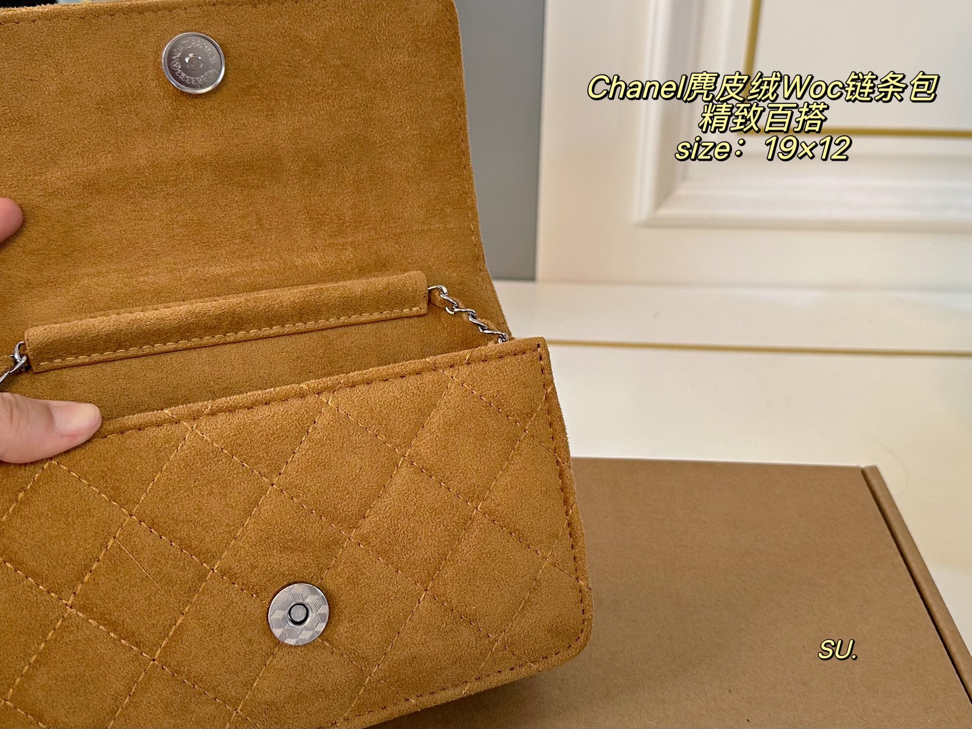 CHANEL Suede WOC Chain shoulder Bag