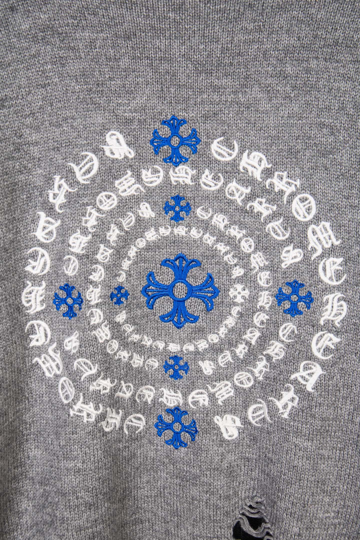 Chrome Hearts CH Embroidered holey knitted sweater pullover