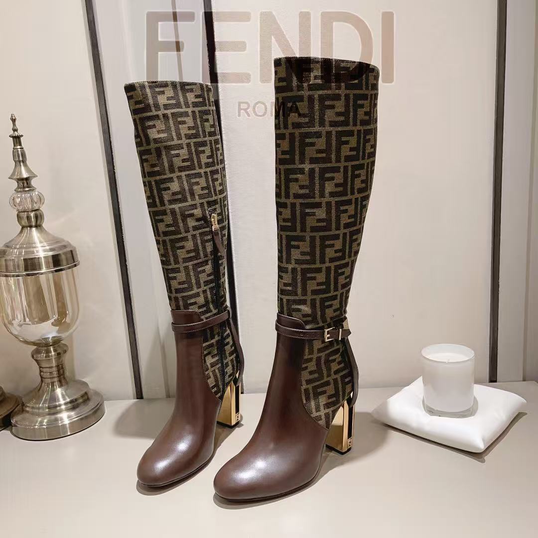Fendi Delfina leather high-heeled boots