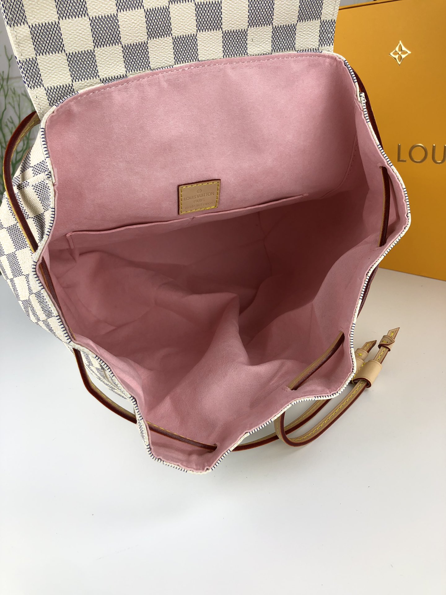 LV Sperone Damier Aur White Pattern Backpack