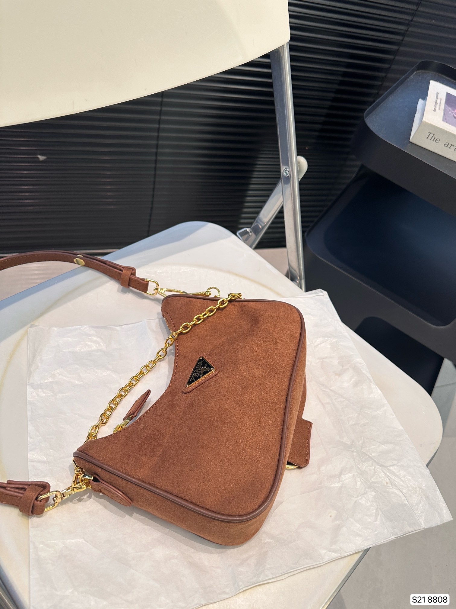 Prada hobo chain bag suede crossbody bag