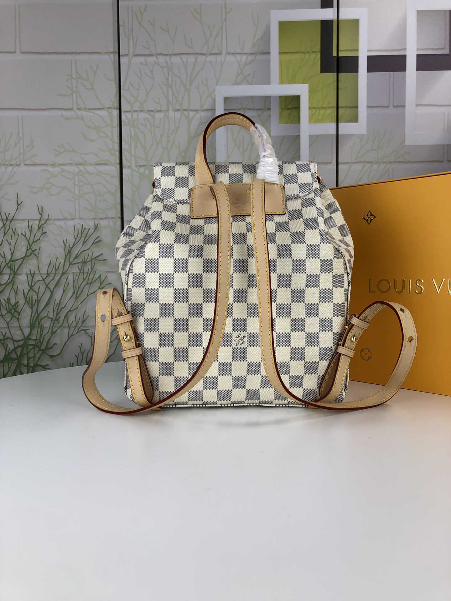 LV Sperone Damier Aur White Pattern Backpack