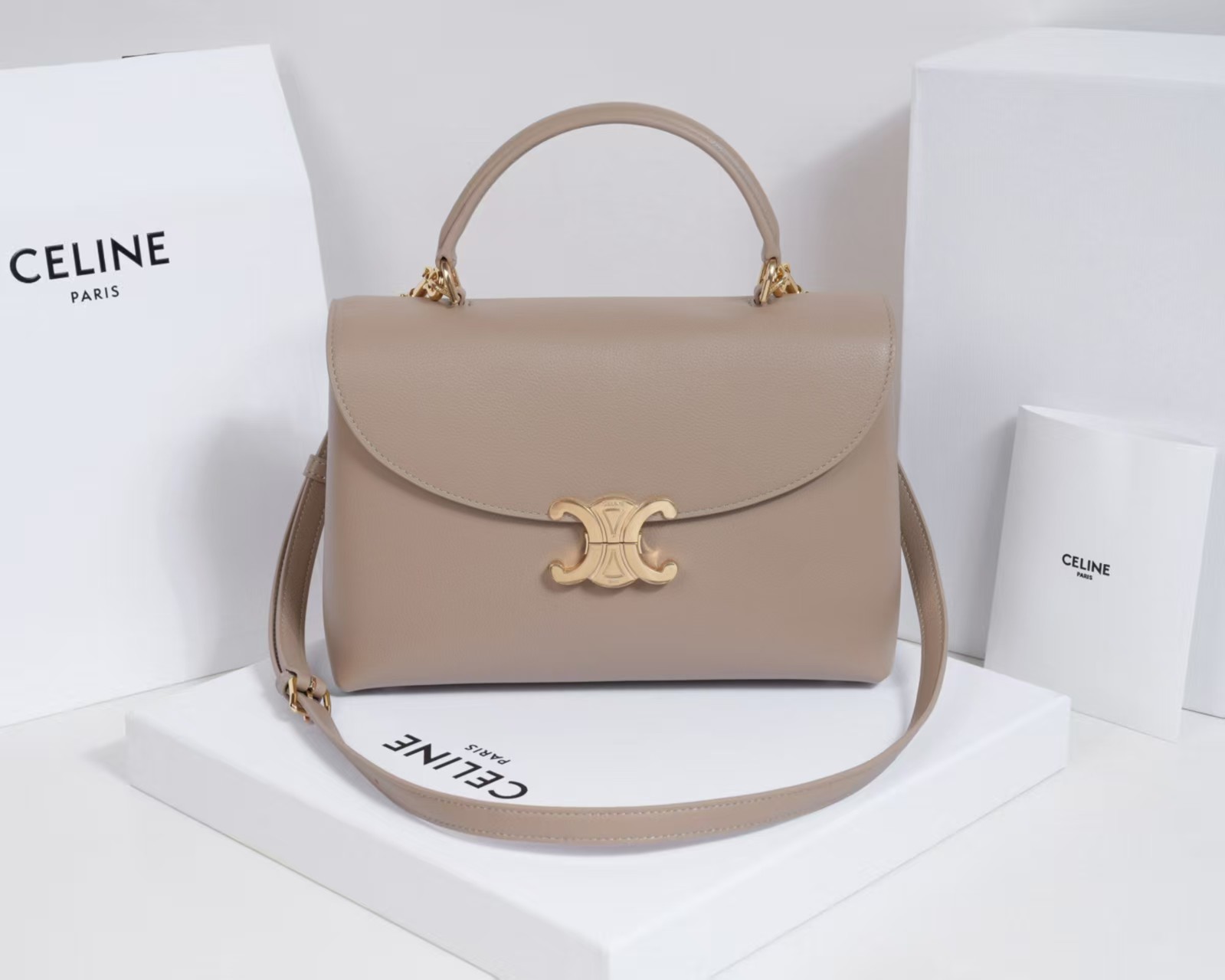 Top version Celine leather nino shoulder bag